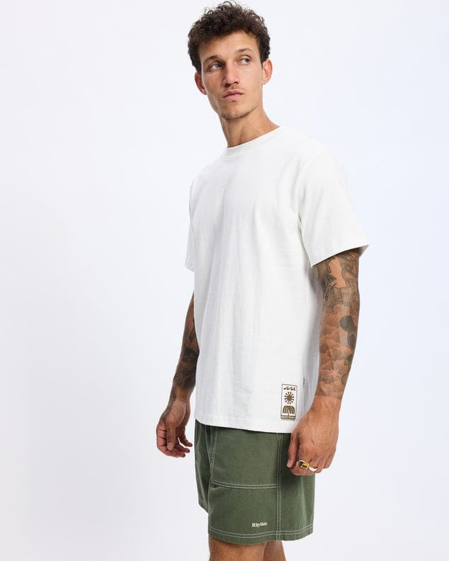 Rhythm Mens Rhythm Flagship Vintage SS T-Shirt - Ecru Rhythm Flagship Vintage SS T-Shirt - Ecru Splash Swimwear