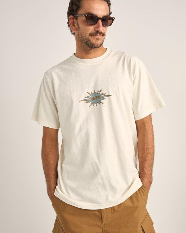 Rhythm Mens Rhythm Flame Printed Vintage SS T-Shirt - White Rhythm Flame Printed Vintage SS T-Shirt - White Splash Swimwear Mens
