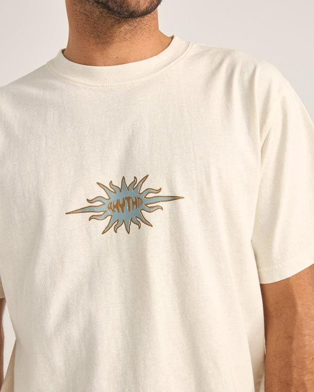 Rhythm Mens Rhythm Flame Printed Vintage SS T-Shirt - White Rhythm Flame Printed Vintage SS T-Shirt - White Splash Swimwear Mens