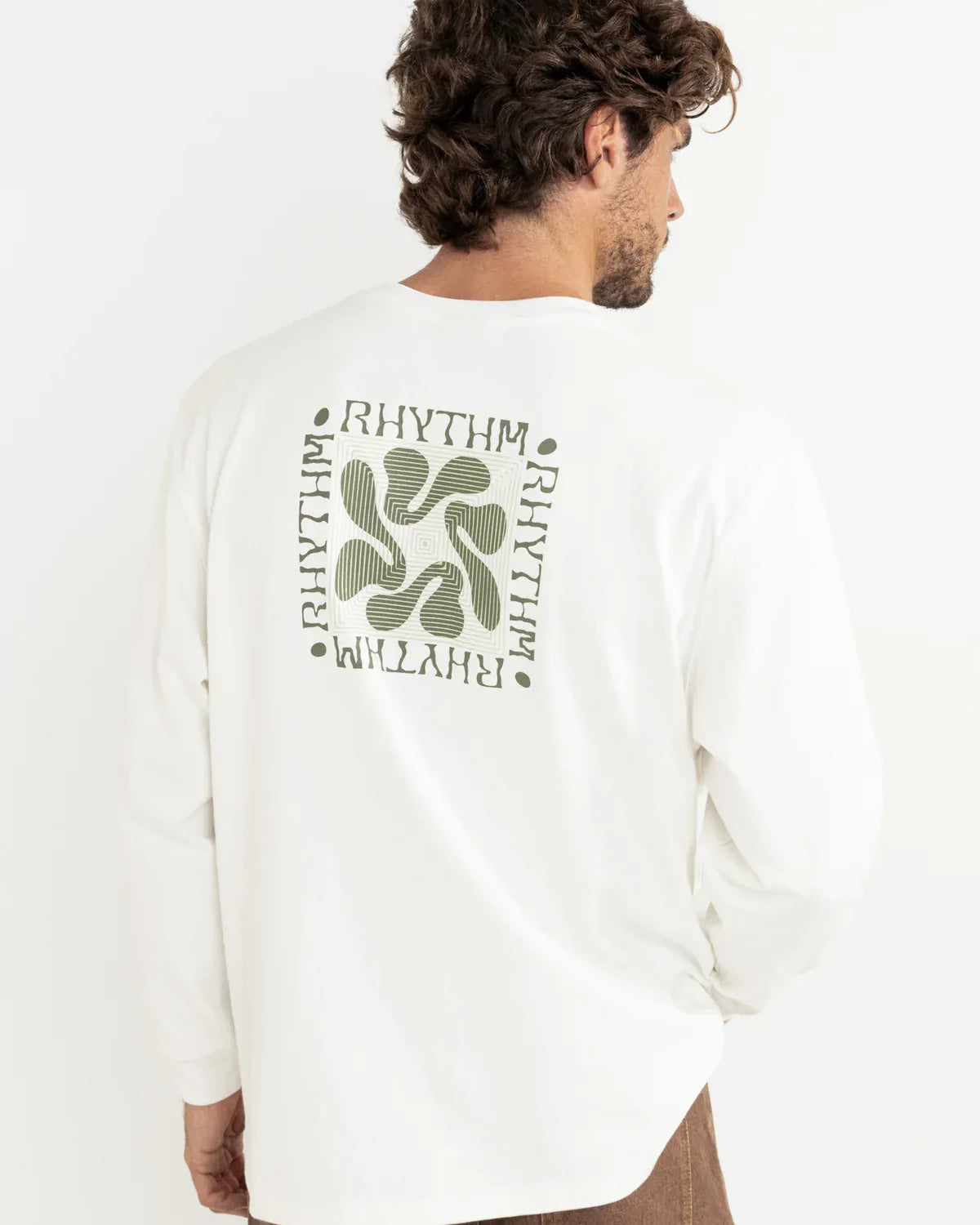 Rhythm Mens Rhythm Grange Loose Fit LS T-Shirt - Ecru Rhythm Grange Loose Fit LS T-Shirt - Ecru Splash Swimwear Mens Shirt