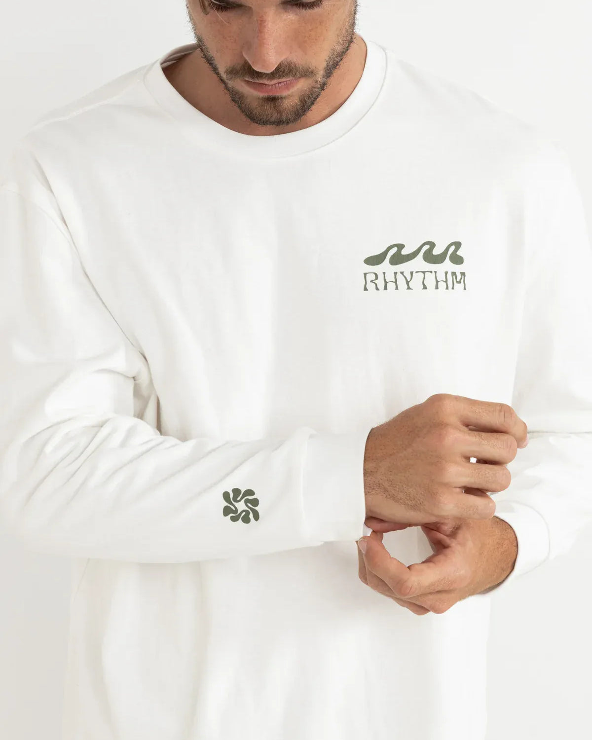 Rhythm Mens Rhythm Grange Loose Fit LS T-Shirt - Ecru Rhythm Grange Loose Fit LS T-Shirt - Ecru Splash Swimwear Mens Shirt