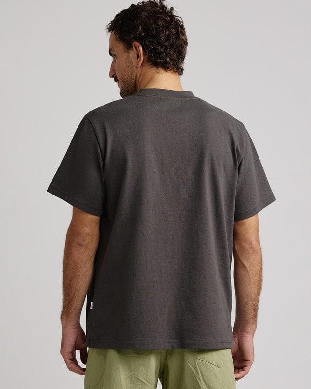 Rhythm Mens Rhythm Heavy Vintage Pocket Emblem SS T-Shirt - Charcoal Rhythm Heavy Vintage Pocket Emblem SS T-Shirt - Charcoal Splash Swimwear Mens