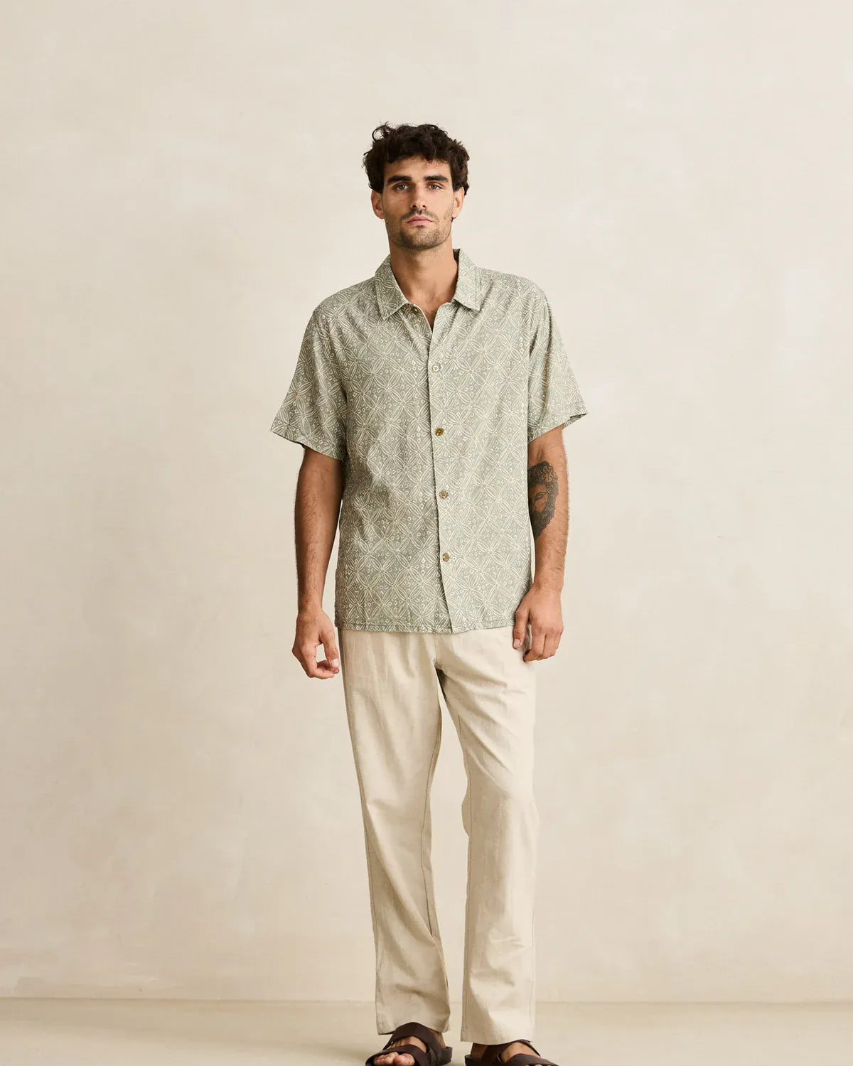 Rhythm Mens Rhythm Java SS Shirt - Olive Rhythm Java SS Shirt - Olive Splash Swimwear Mens Shirt