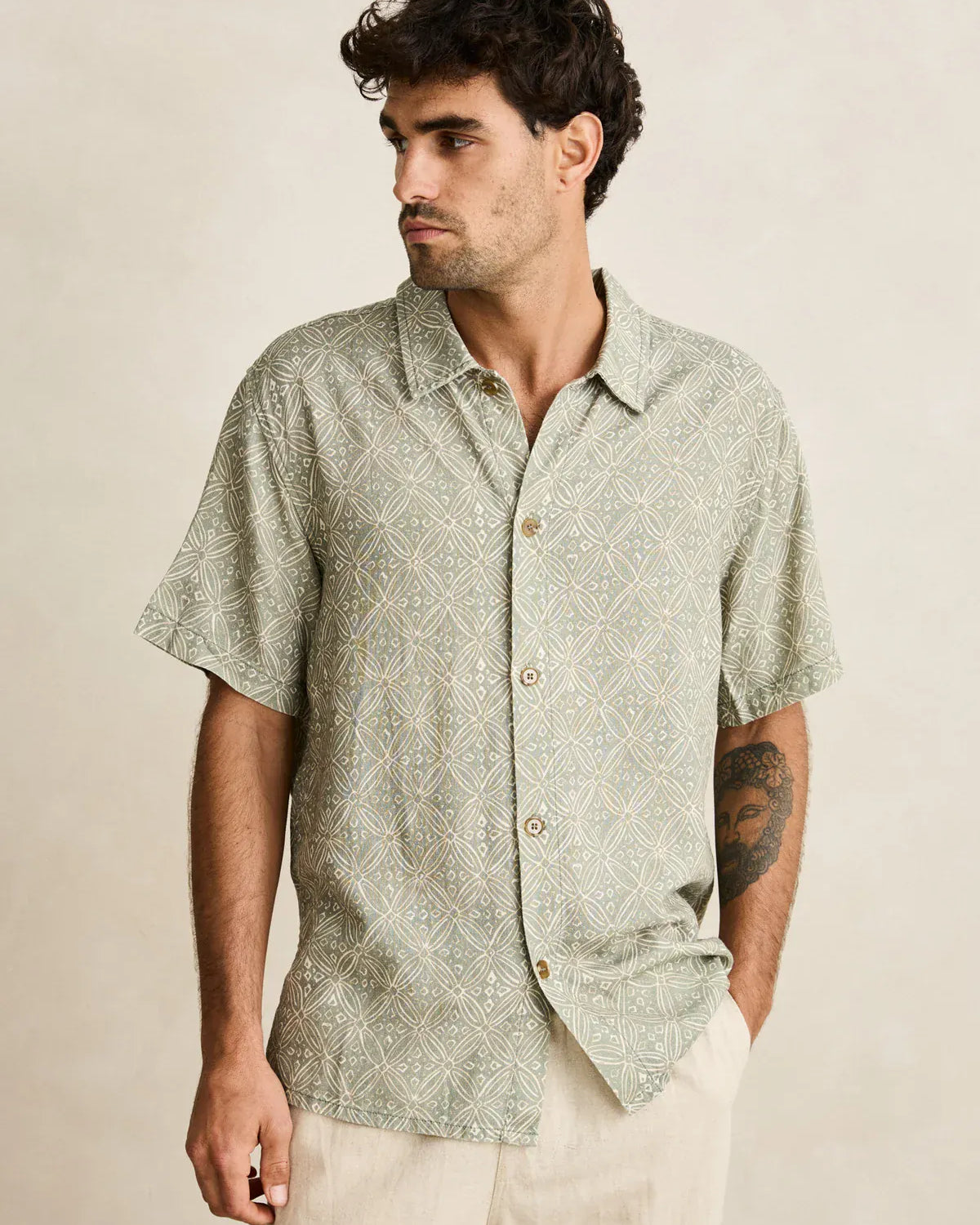 Rhythm Mens Rhythm Java SS Shirt - Olive Rhythm Java SS Shirt - Olive Splash Swimwear Mens Shirt