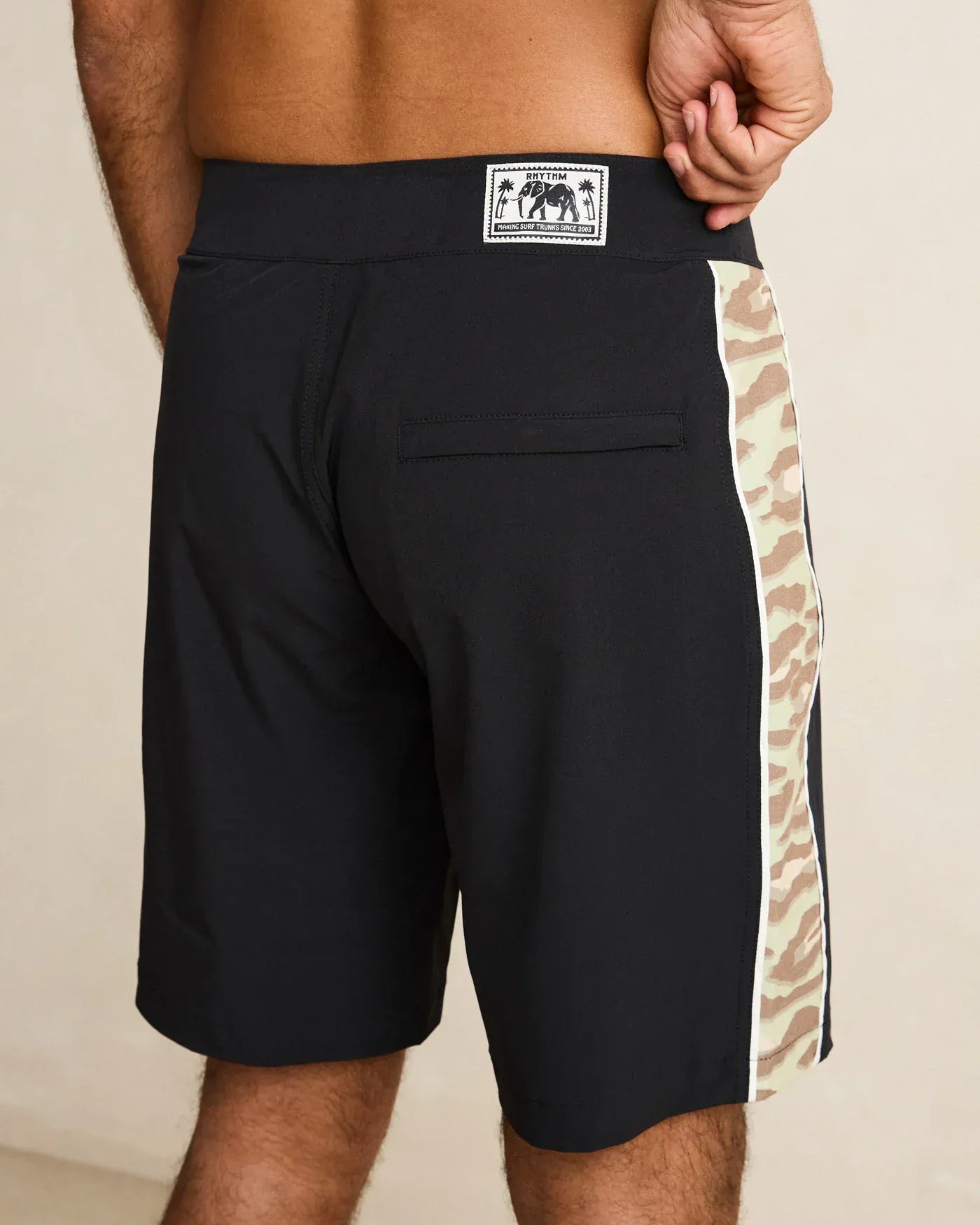 Rhythm Mens Rhythm Leo Camo Trunk - Black Rhythm Leo Camo Trunk - Black Splash Swimwear