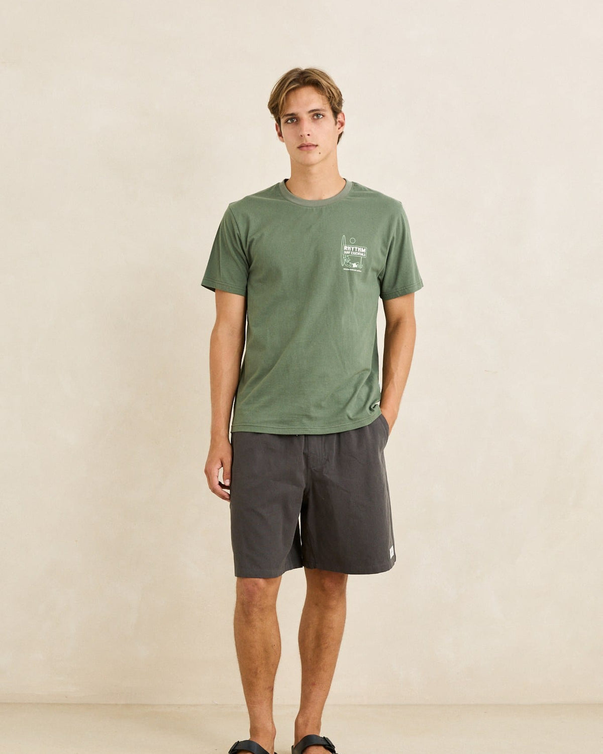 Rhythm Mens Rhythm Mens Bike Wanderer SS T-Shirt - Seaweed Rhythm Mens Bike Wanderer SS T-Shirt Seaweed Splash Swimwear Mens Tee