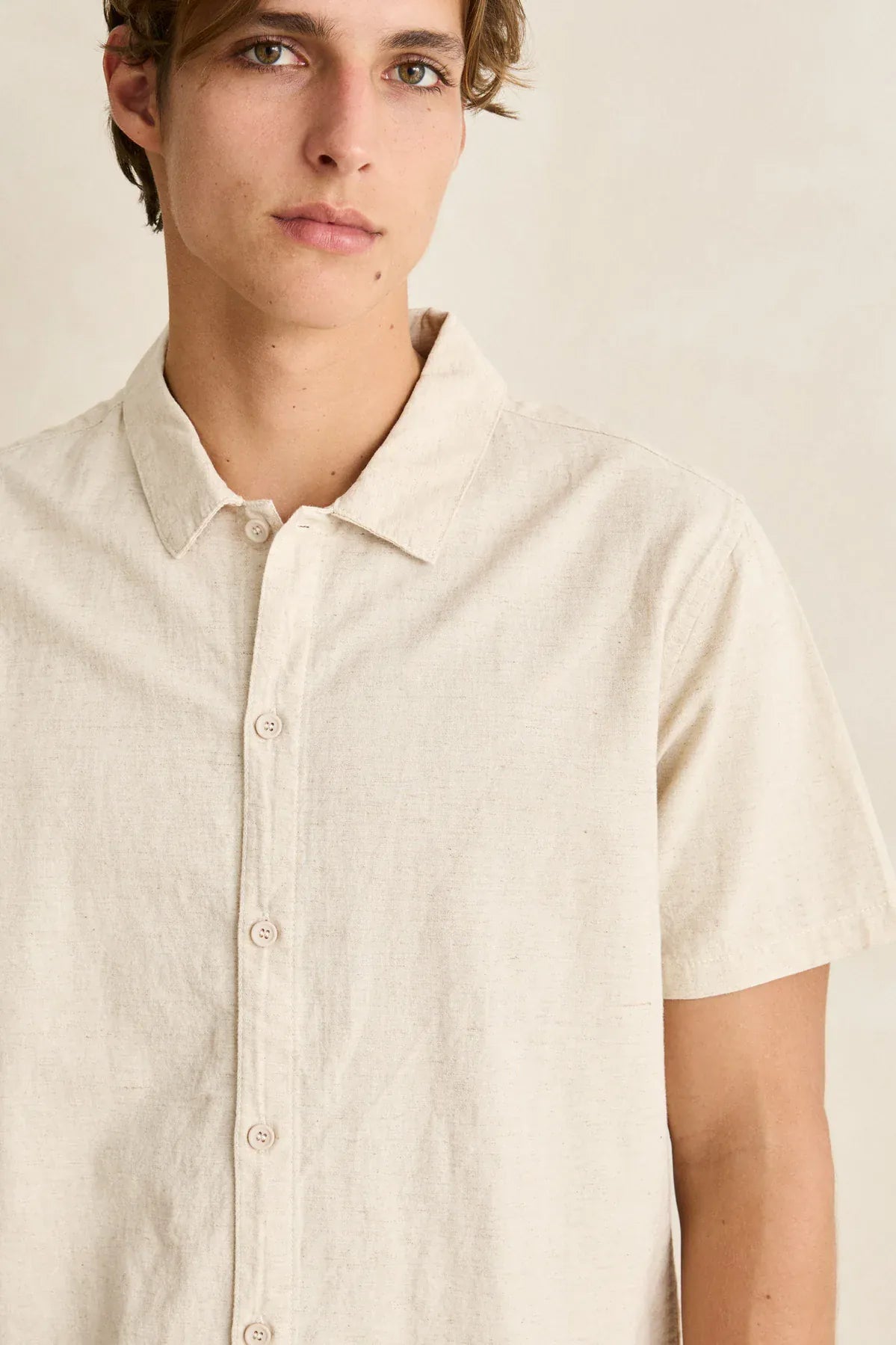 Rhythm Mens Rhythm Mens Classic Linen SS Shirt - Sand Rhythm Mens Classic Linen SS Shirt - Sand Splash Swimwear Mens Shirt