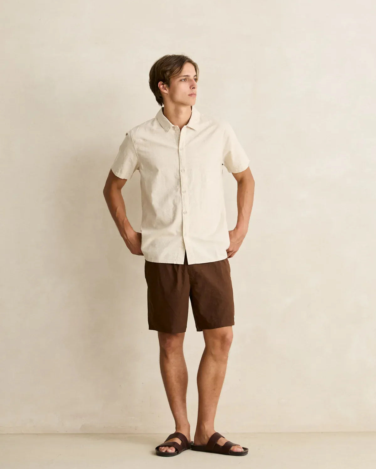 Rhythm Mens Rhythm Mens Classic Linen SS Shirt - Sand Rhythm Mens Classic Linen SS Shirt - Sand Splash Swimwear Mens Shirt