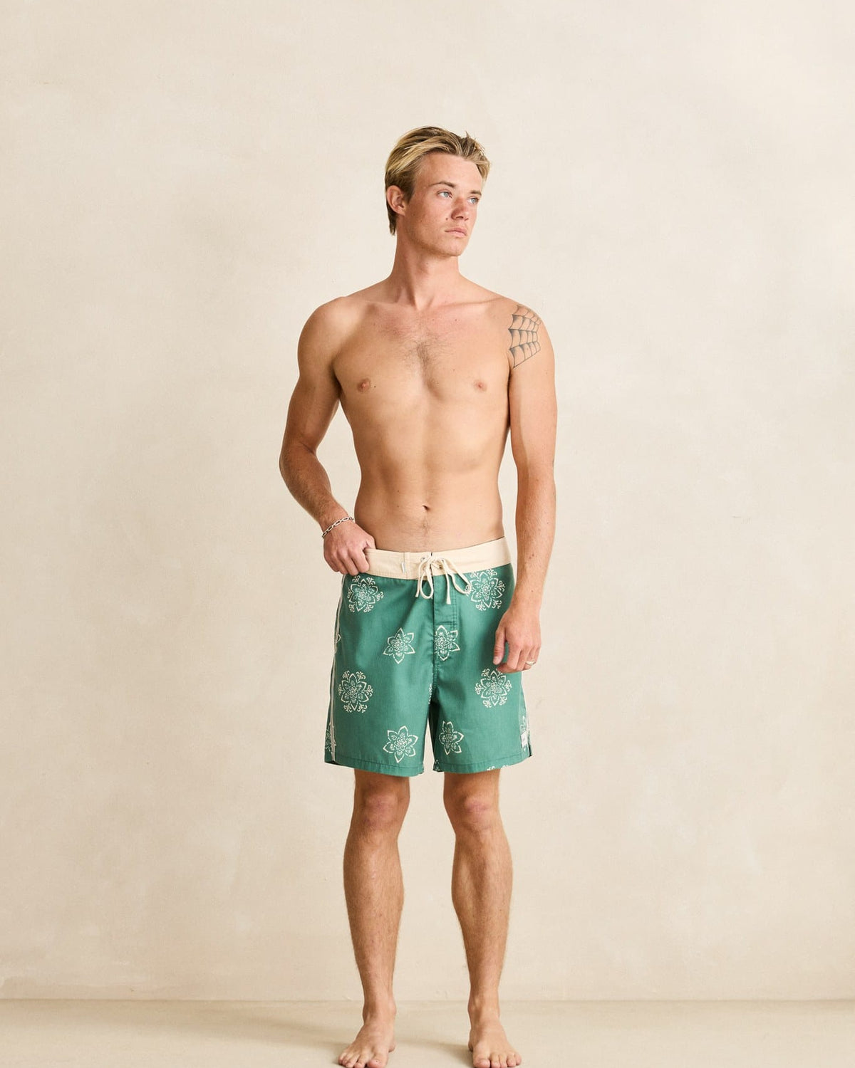 Rhythm Mens Rhythm Mens Doily Heritage Trunk - Pine Rhythm Mens Doily Heritage Trunk Pine Splash Swimwear Boardshorts