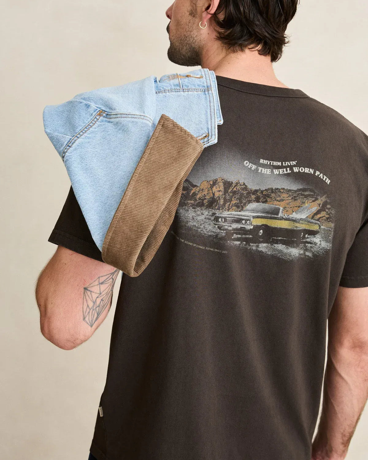 Rhythm Mens Rhythm Mens Heading West Vintage SS T-shirt - Black Rhythm Mens Heading West Vintage SS T-shirt - Black Splash Swimwear Mens Tee
