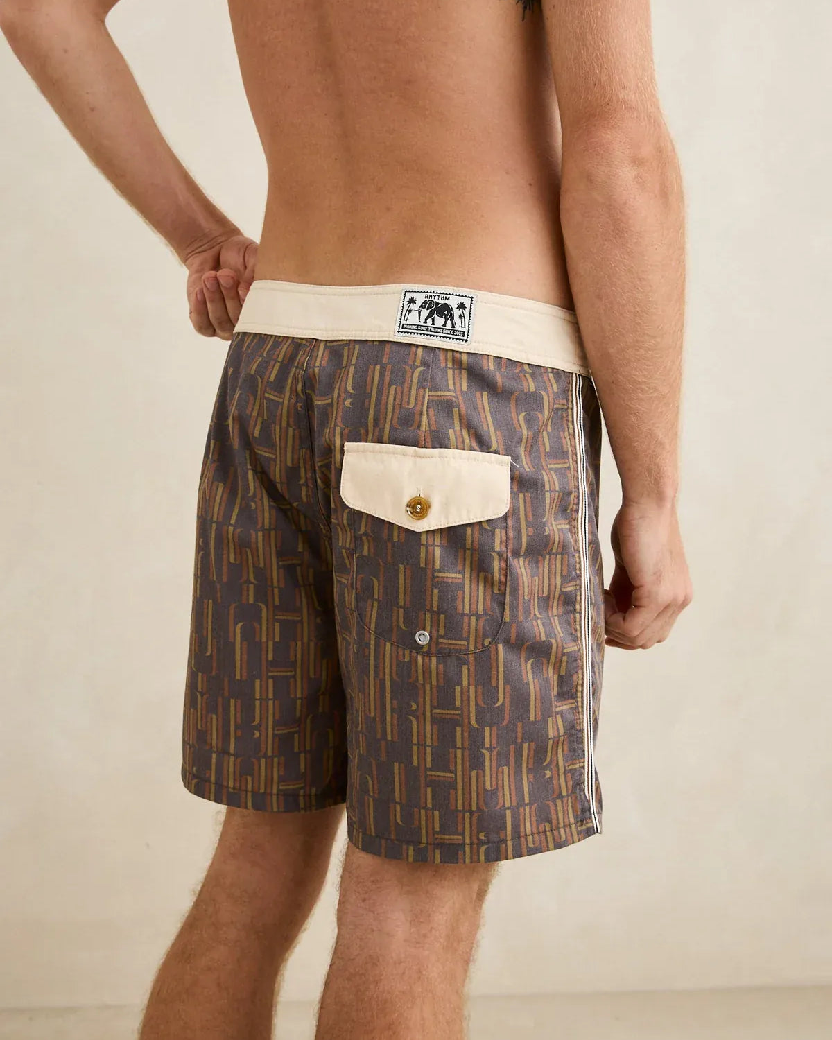 Rhythm Mens Rhythm Mens Heritage Blue Print Trunk - Coffee Rhythm Mens Heritage Blue Print Trunk - Coffee Splash Swimwear Mens Brief