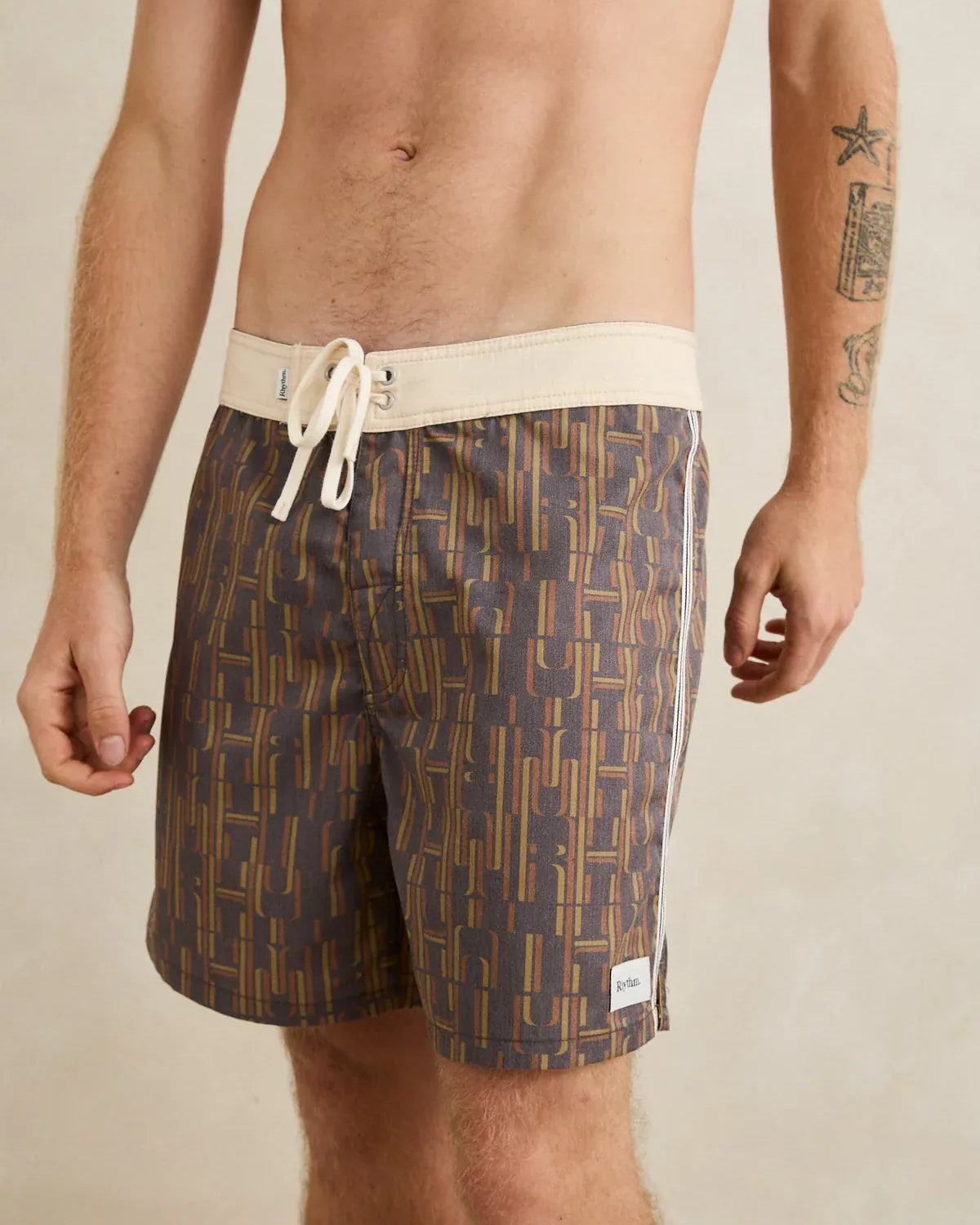 Rhythm Mens Rhythm Mens Heritage Blue Print Trunk - Coffee Rhythm Mens Heritage Blue Print Trunk - Coffee Splash Swimwear Mens Brief