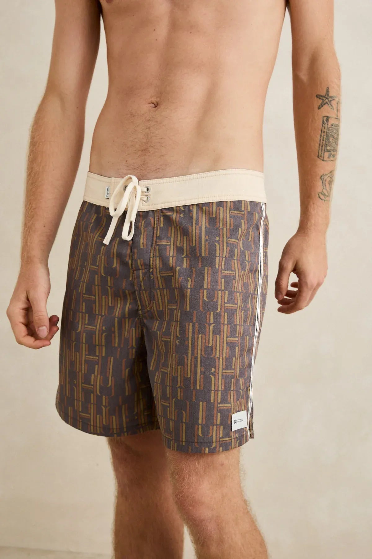 Rhythm Mens Rhythm Mens Heritage Blue Print Trunk - Coffee Rhythm Mens Heritage Blue Print Trunk - Coffee Splash Swimwear Mens Brief