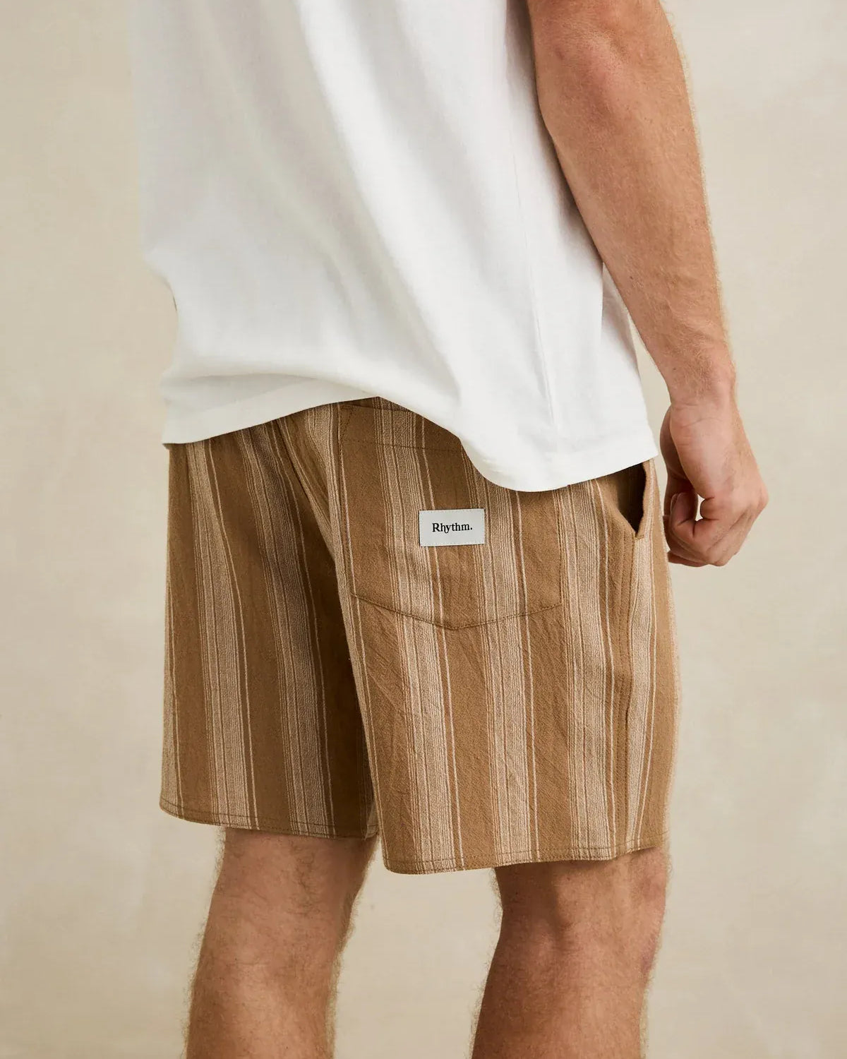 Rhythm Mens Rhythm Mens Jacquard Stripe Jam - Sand Rhythm Mens Jacquard Stripe Jam - Sand Splash Swimwear Mens Shorts