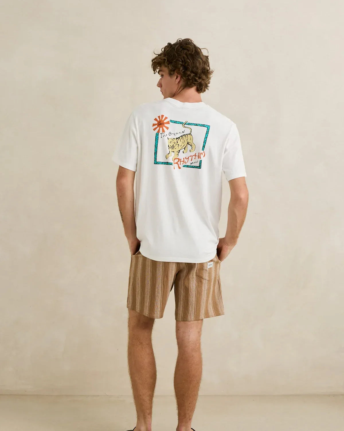 Rhythm Mens Rhythm Mens Jacquard Stripe Jam - Sand Rhythm Mens Jacquard Stripe Jam - Sand Splash Swimwear Mens Shorts