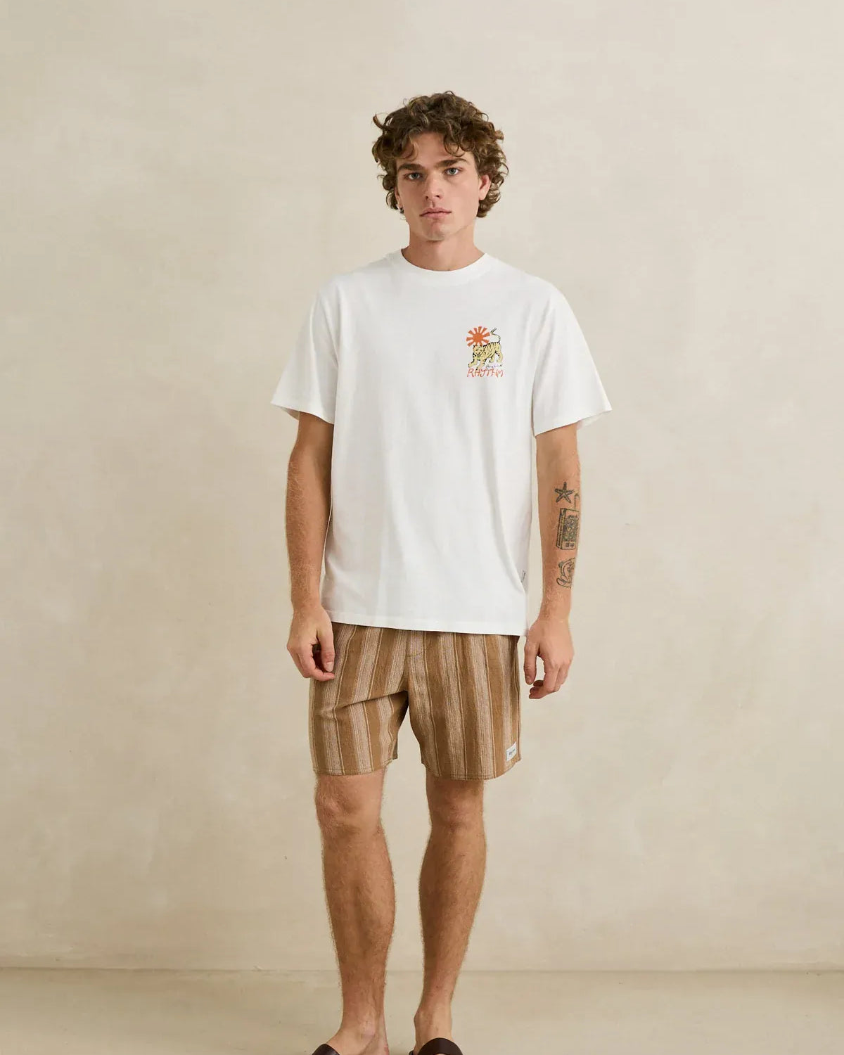Rhythm Mens Rhythm Mens Jacquard Stripe Jam - Sand Rhythm Mens Jacquard Stripe Jam - Sand Splash Swimwear Mens Shorts