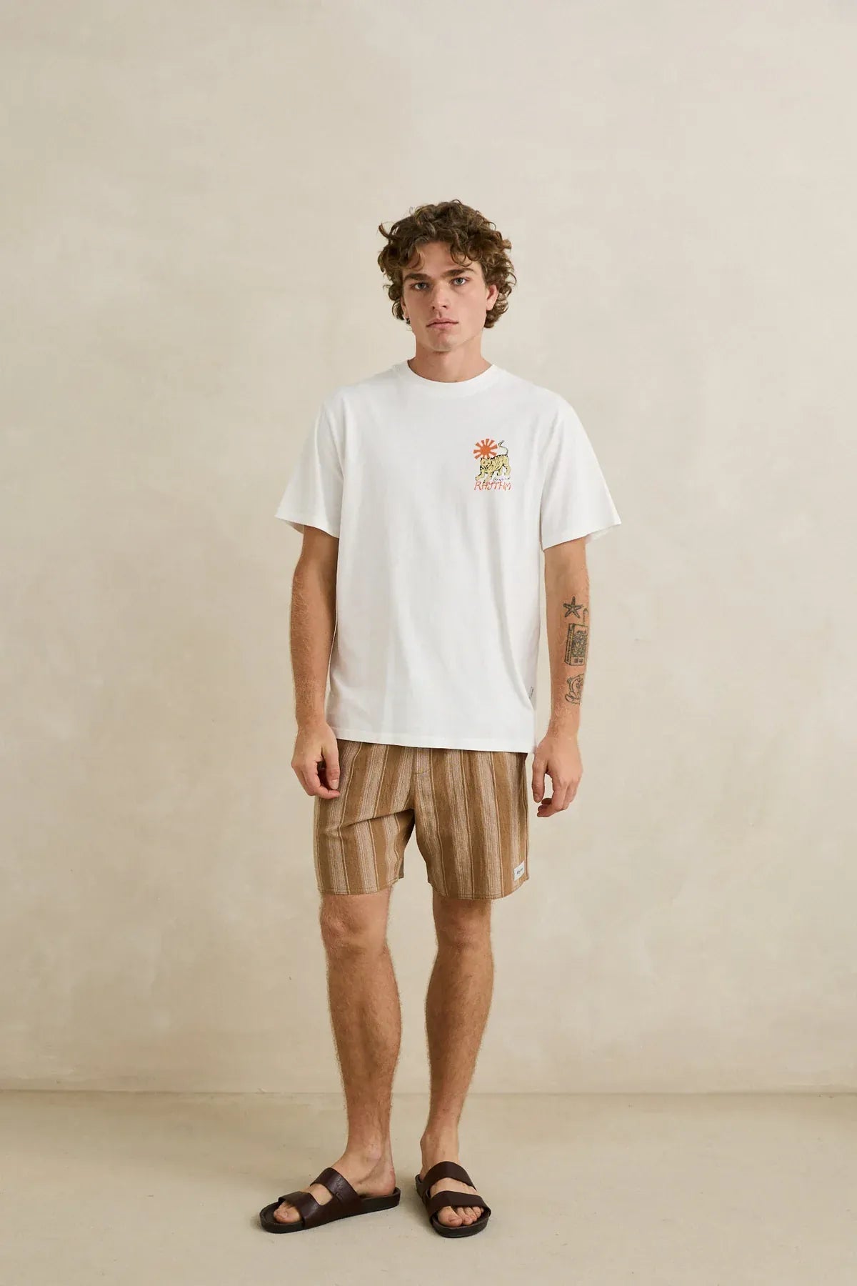 Rhythm Mens Rhythm Mens Jacquard Stripe Jam - Sand Rhythm Mens Jacquard Stripe Jam - Sand Splash Swimwear Mens Shorts