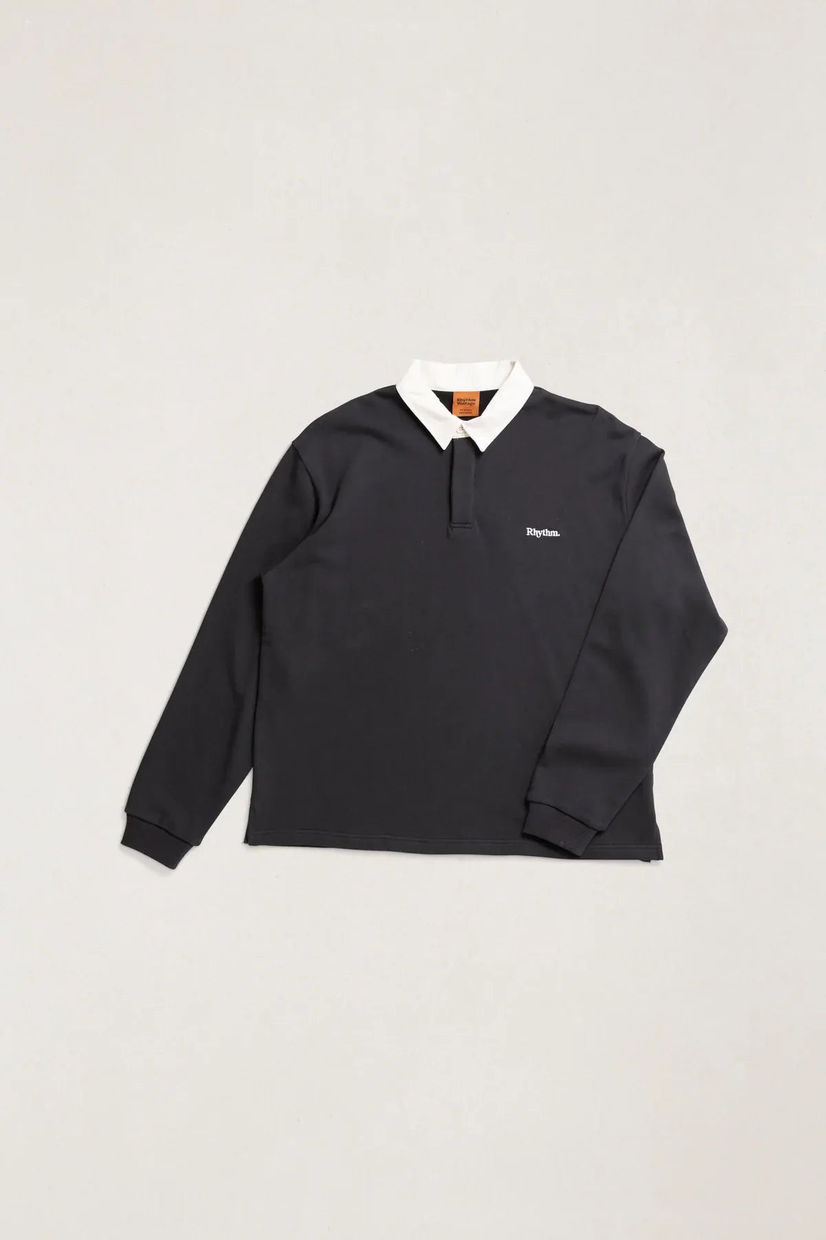 Rhythm Mens Rhythm Mens Koa Vintage Rugby LS Polo - Black Rhythm Mens Koa Vintage Rugby LS Polo - Black Splash Swimwear Mens Clothing