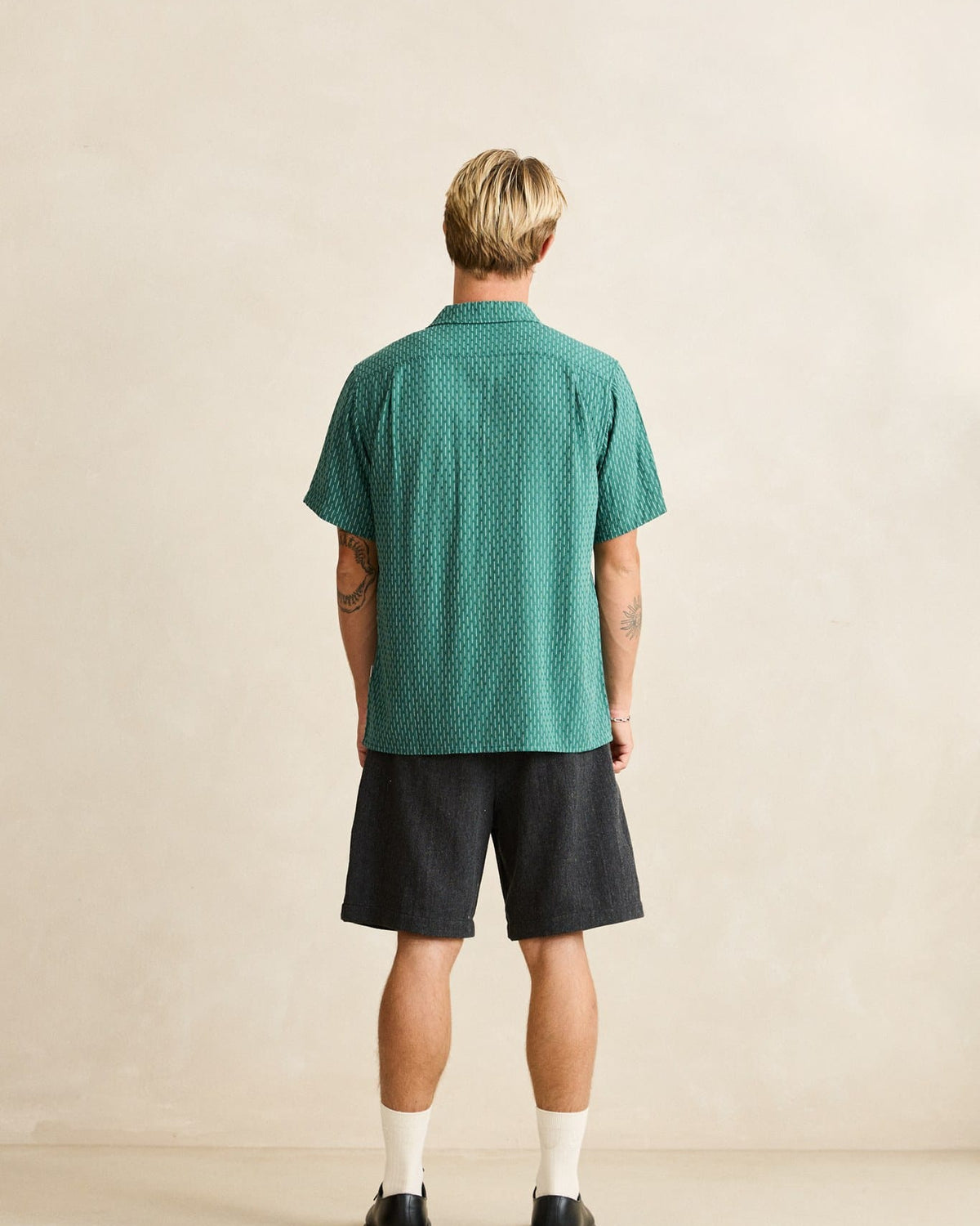 Rhythm Mens Rhythm Mens Linen Float Stitch SS Shirt - Pine Rhythm Mens Linen Float Stitch SS Shirt Pine Splash Swimwear Mens Shirt