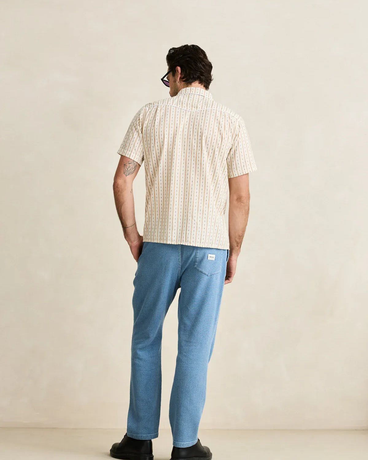 Rhythm Mens Rhythm Mens Lone Pine Stripe SS Shirt - Natural Rhythm Mens Lone Pine Stripe SS Shirt - Natural Splash Swimwear Mens Shirt