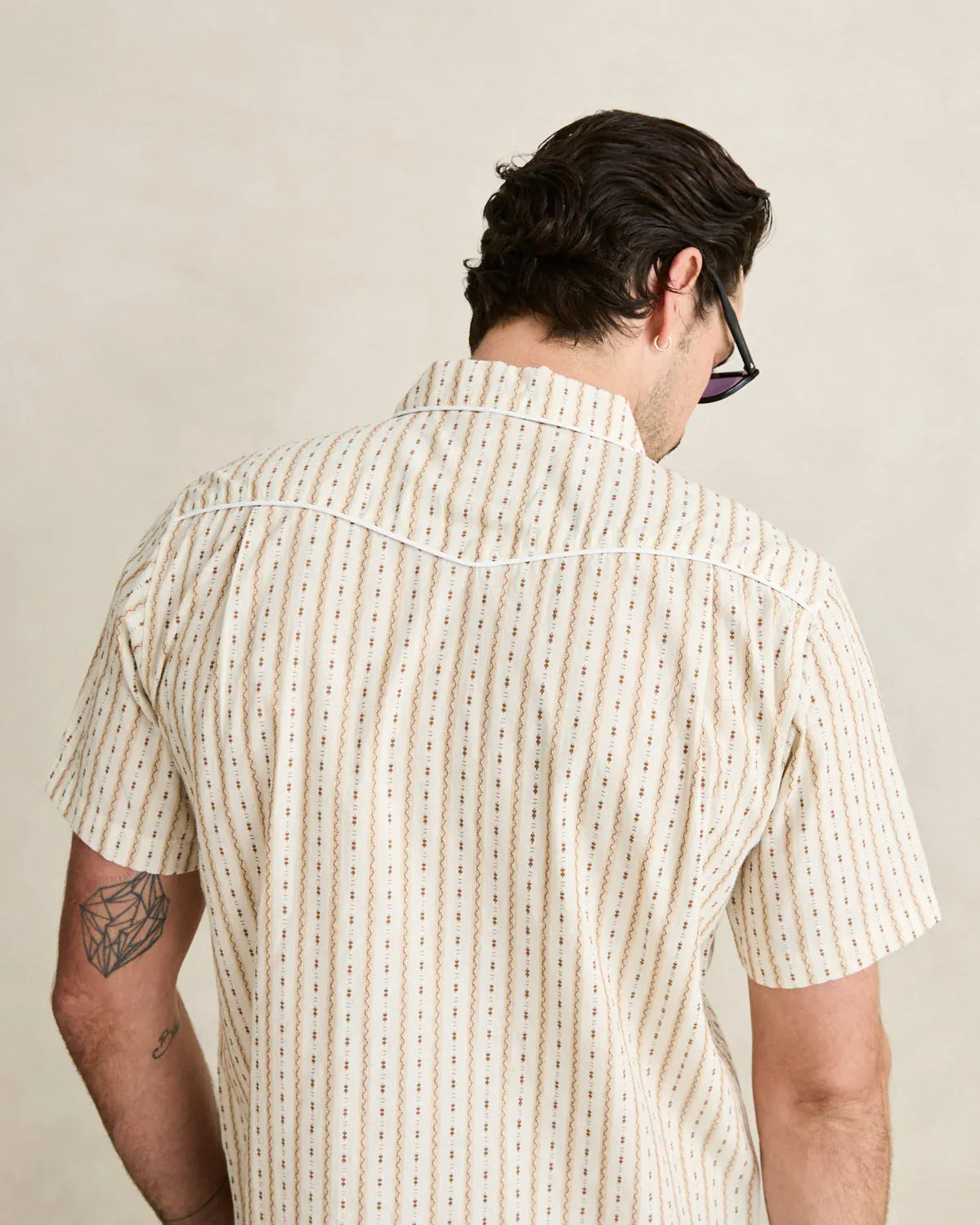 Rhythm Mens Rhythm Mens Lone Pine Stripe SS Shirt - Natural Rhythm Mens Lone Pine Stripe SS Shirt - Natural Splash Swimwear Mens Shirt