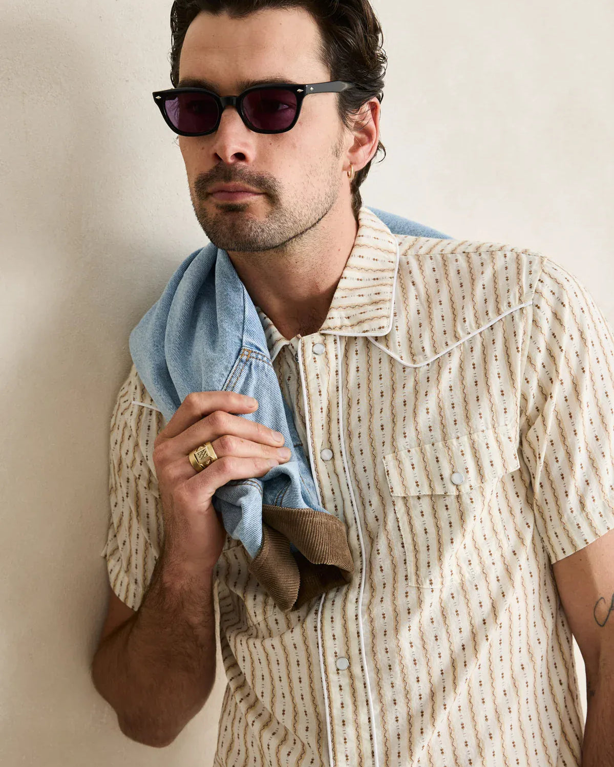 Rhythm Mens Rhythm Mens Lone Pine Stripe SS Shirt - Natural Rhythm Mens Lone Pine Stripe SS Shirt - Natural Splash Swimwear Mens Shirt