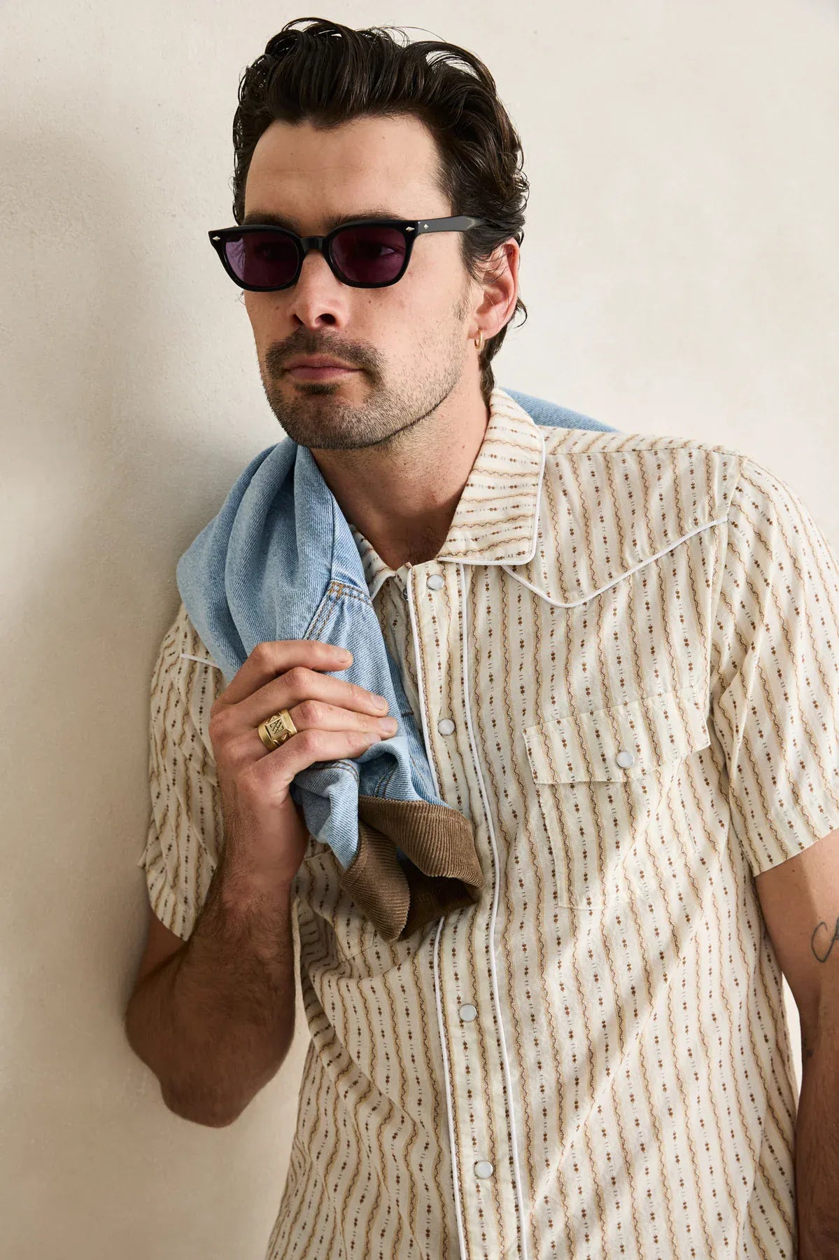 Rhythm Mens Rhythm Mens Lone Pine Stripe SS Shirt - Natural Rhythm Mens Lone Pine Stripe SS Shirt - Natural Splash Swimwear Mens Shirt
