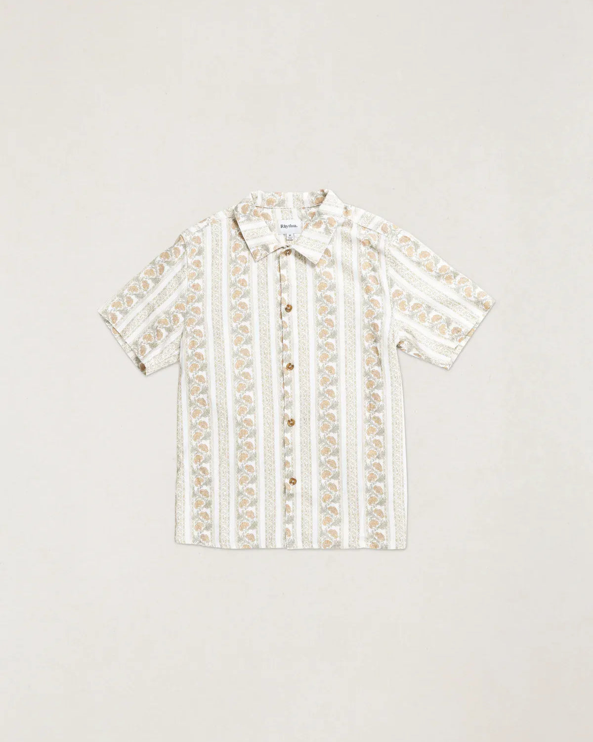 Rhythm Mens Rhythm Mens Paisley Stripe SS Shirt - Natural Rhythm Mens Paisley Stripe SS Shirt - Natural Splash Swimwear Mens Shirt