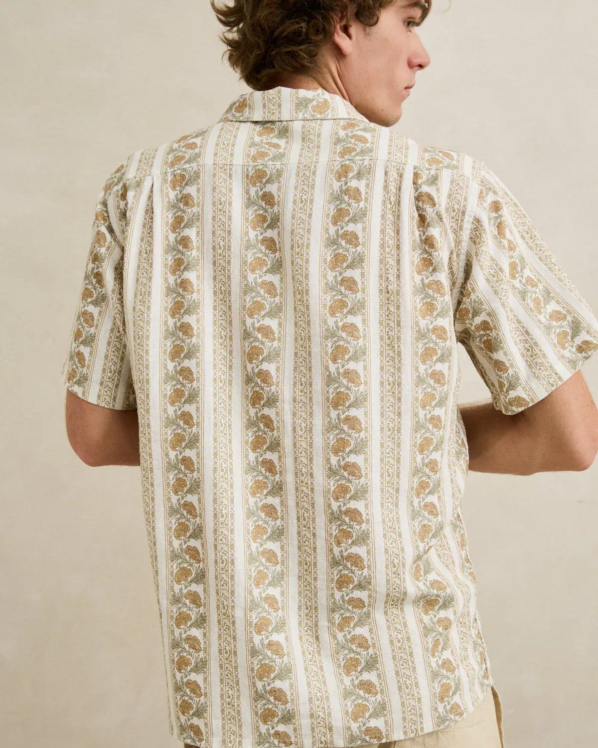 Rhythm Mens Rhythm Mens Paisley Stripe SS Shirt - Natural Rhythm Mens Paisley Stripe SS Shirt - Natural Splash Swimwear Mens Shirt