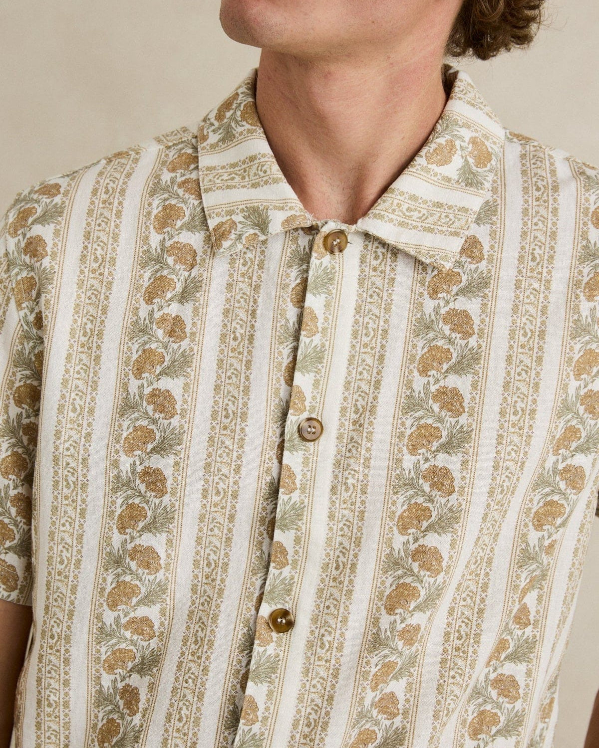 Rhythm Mens Rhythm Mens Paisley Stripe SS Shirt - Natural Rhythm Mens Paisley Stripe SS Shirt - Natural Splash Swimwear Mens Shirt