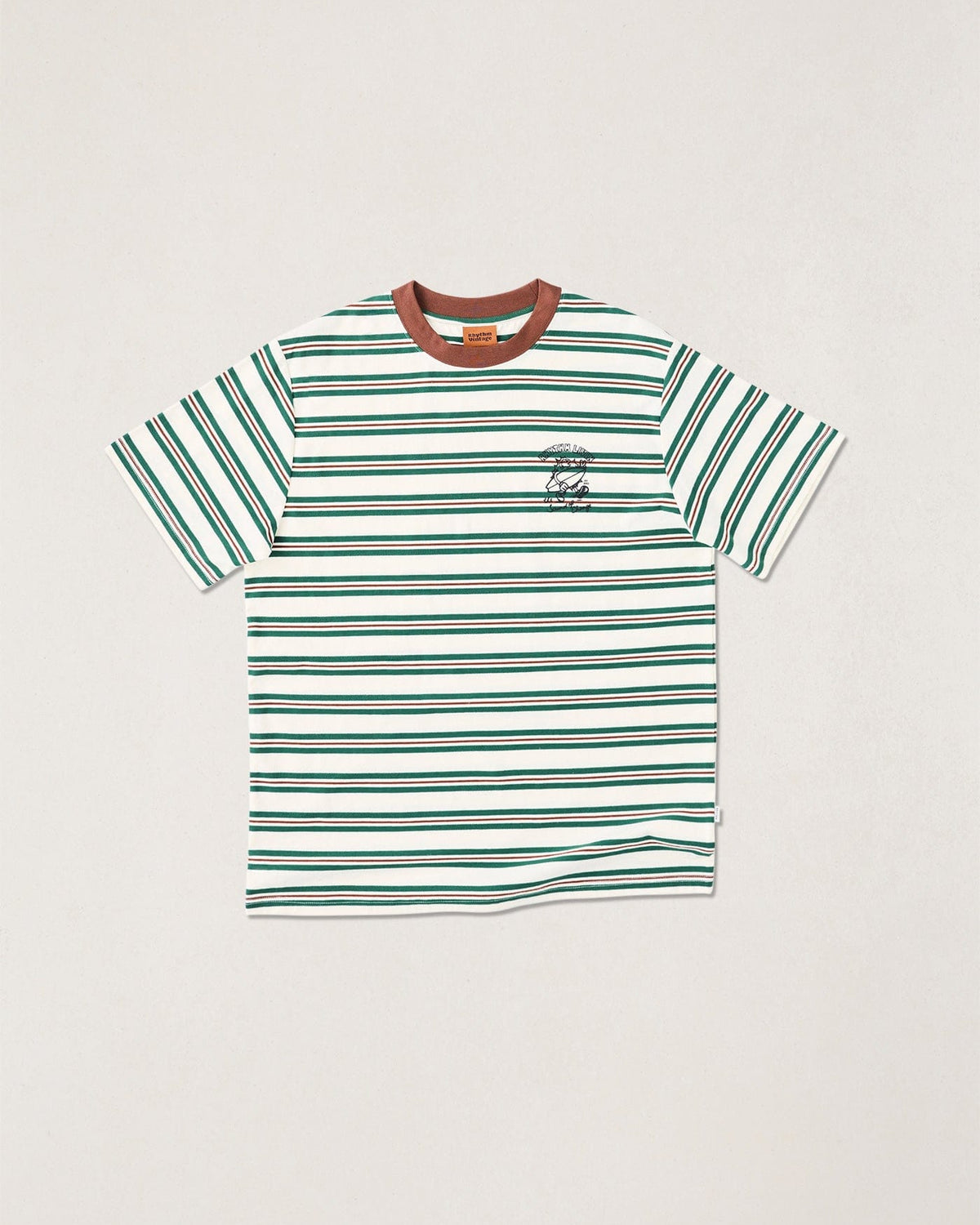 Rhythm Mens Rhythm Mens Peace Sun Vintage Stripe SS T-Shirt - White Rhythm Mens Peace Sun Vintage Stripe SS T-Shirt White Splash Swimwear Mens Tee