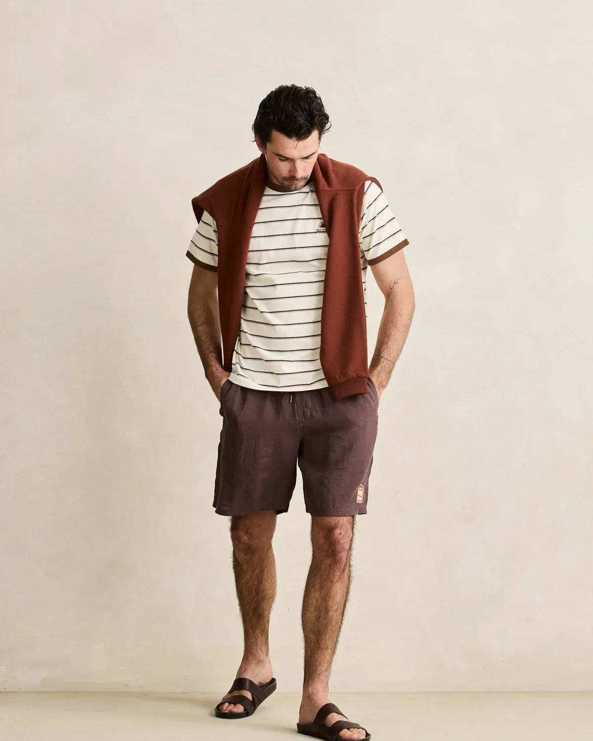 Rhythm Mens Rhythm Mens Pressed Petal Jam - Tobacco Rhythm Mens Pressed Petal Jam - Tobacco Splash Swimwear Mens Shorts