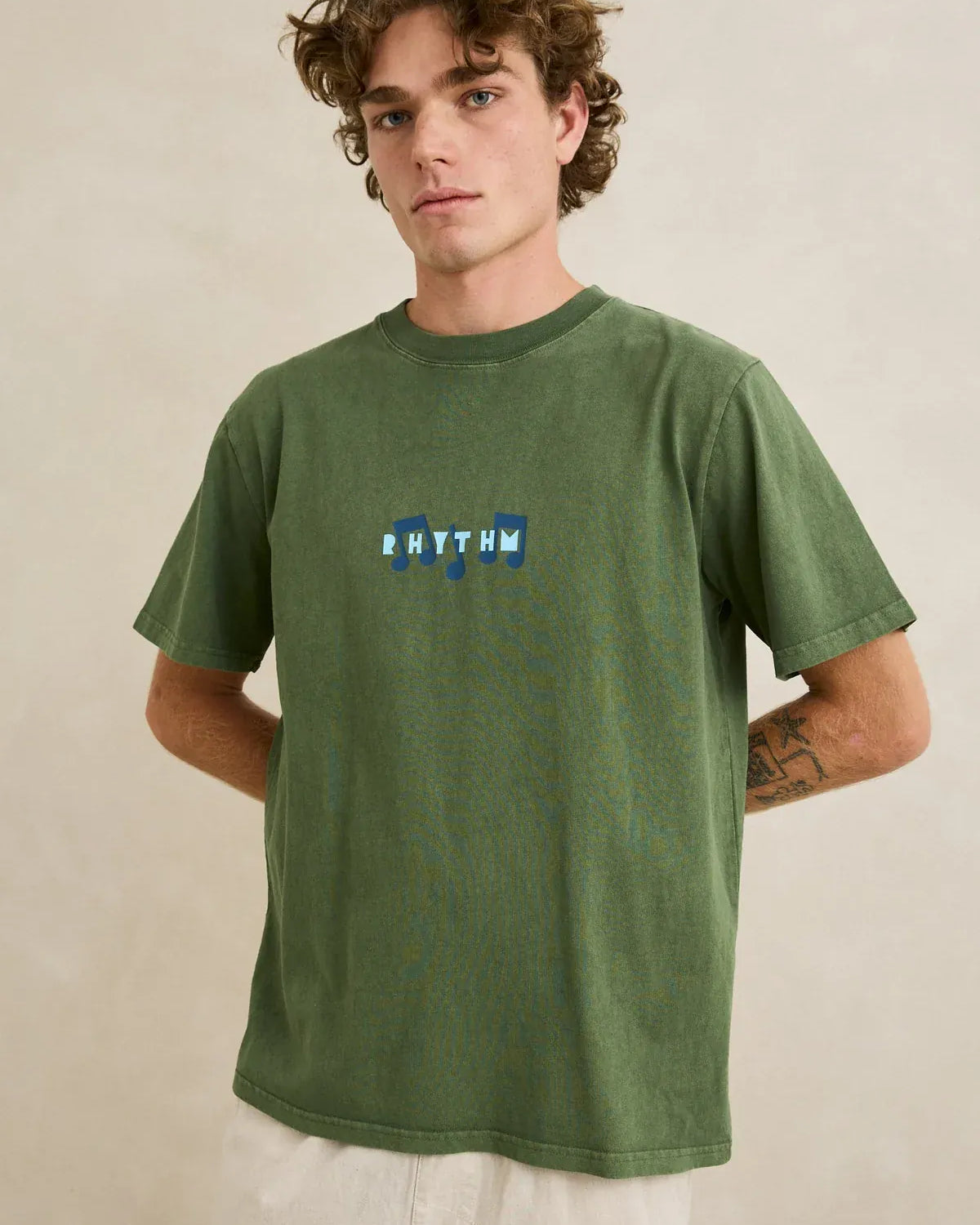 Rhythm Mens Rhythm Mens Radio Sounds Vintage SS T-shirt - Dill Rhythm Mens Radio Sounds Vintage SS T-shirt - Dill Splash Swimwear Mens Tee