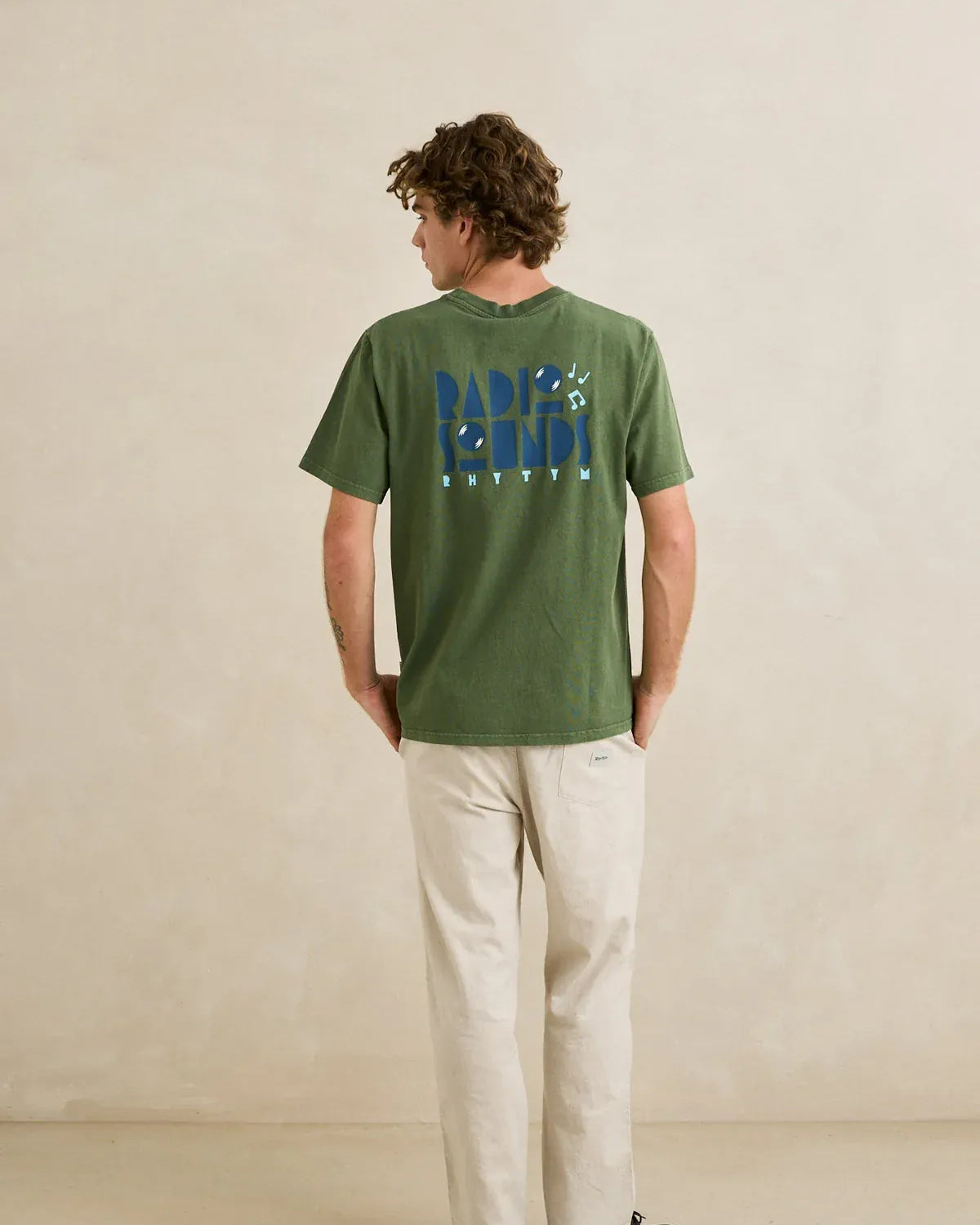 Rhythm Mens Rhythm Mens Radio Sounds Vintage SS T-shirt - Dill Rhythm Mens Radio Sounds Vintage SS T-shirt - Dill Splash Swimwear Mens Tee