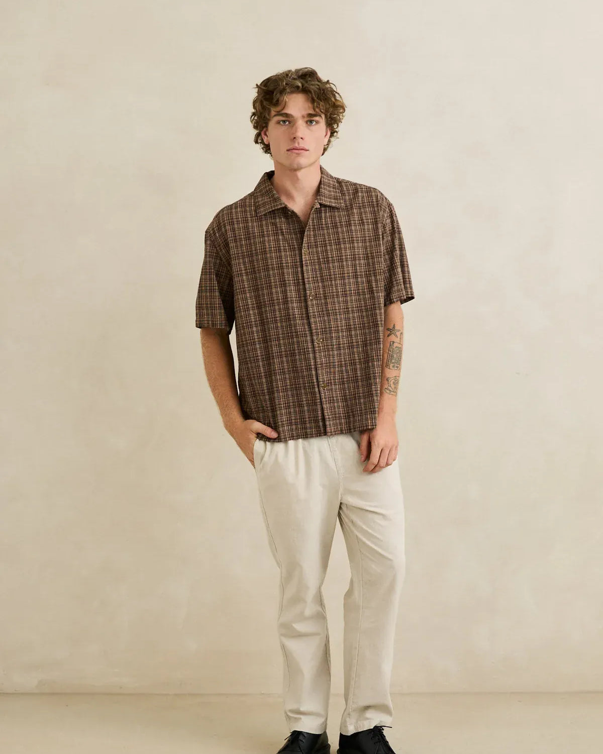 Rhythm Mens Rhythm Mens Relaxed Brady Check SS Shirt - Coffee Rhythm Mens Relaxed Brady Check SS Shirt - Coffee Splash Swimwear Mens Shirt