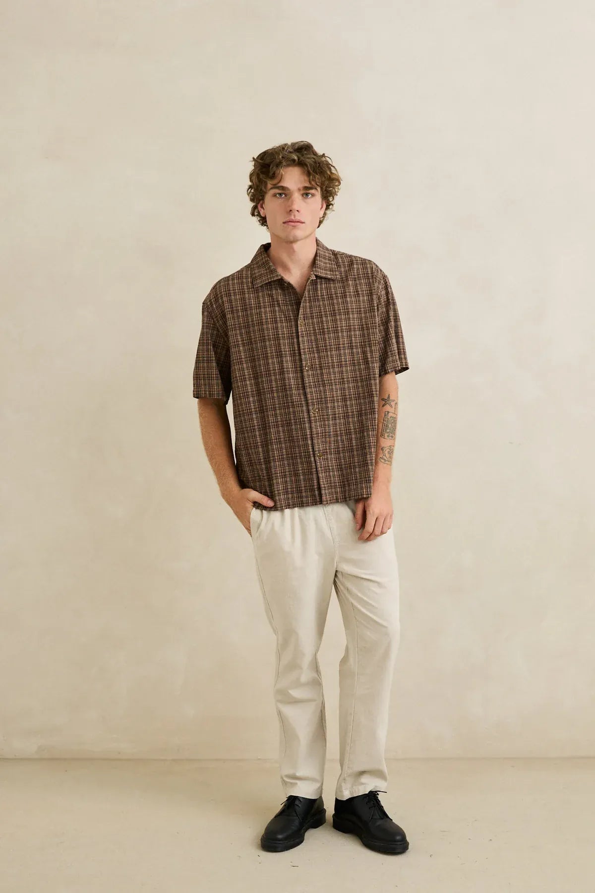 Rhythm Mens Rhythm Mens Relaxed Brady Check SS Shirt - Coffee Rhythm Mens Relaxed Brady Check SS Shirt - Coffee Splash Swimwear Mens Shirt