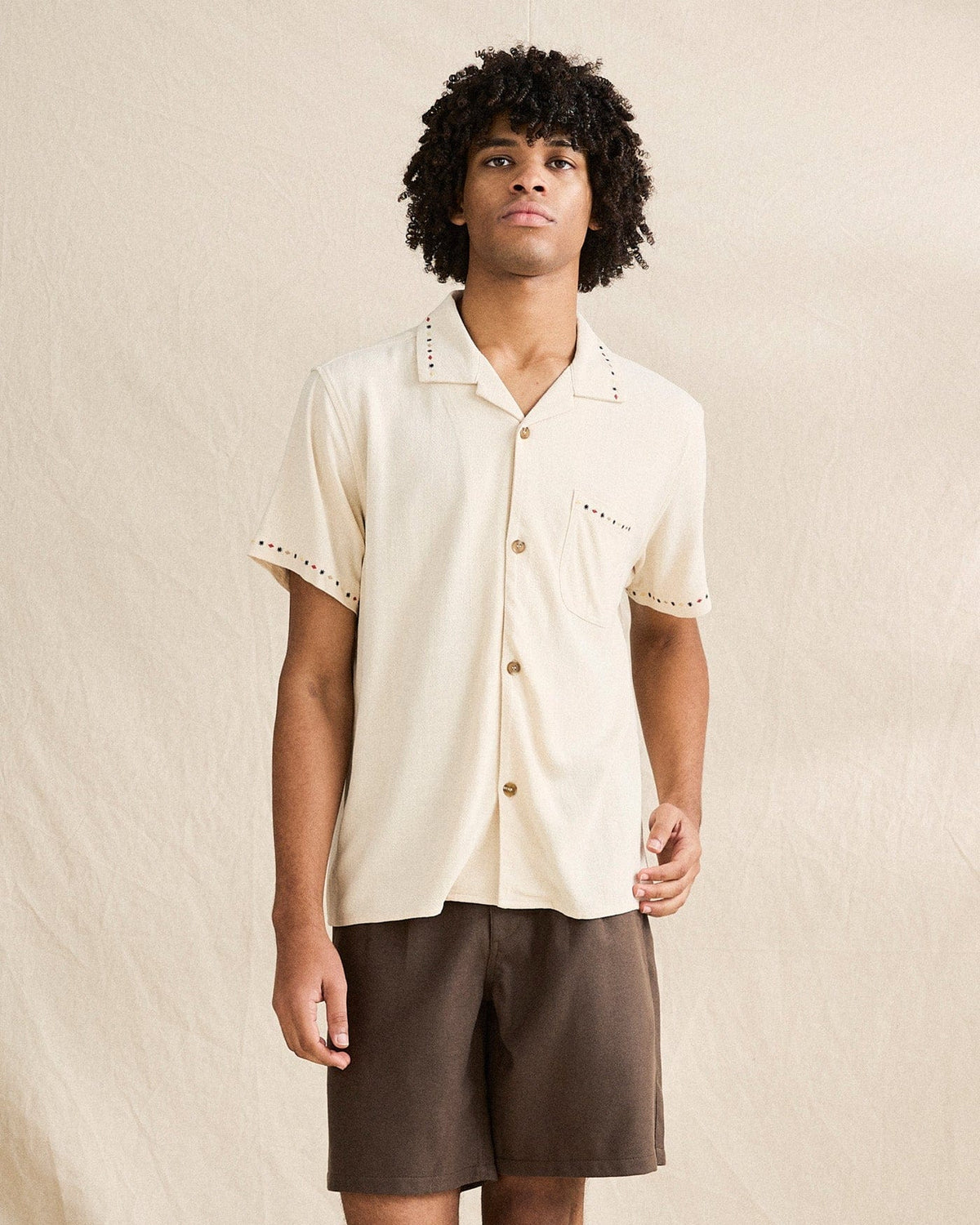Rhythm Mens Rhythm Mens Rollie SS Shirt - Natural CD25M-WT38-NAT-S Rhythm Mens Rollie SS Shirt Natural Splash Swimwear Mens Shirt S 9360397354744