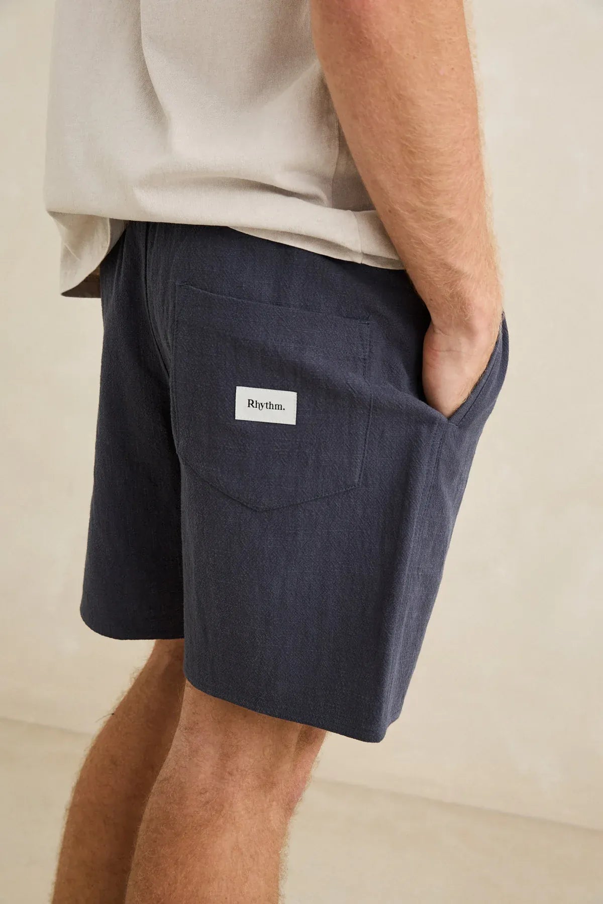 Rhythm Mens Rhythm Mens Textured Linen Jam - Navy Rhythm Mens Textured Linen Jam - Navy Splash Swimwear Mens Shorts