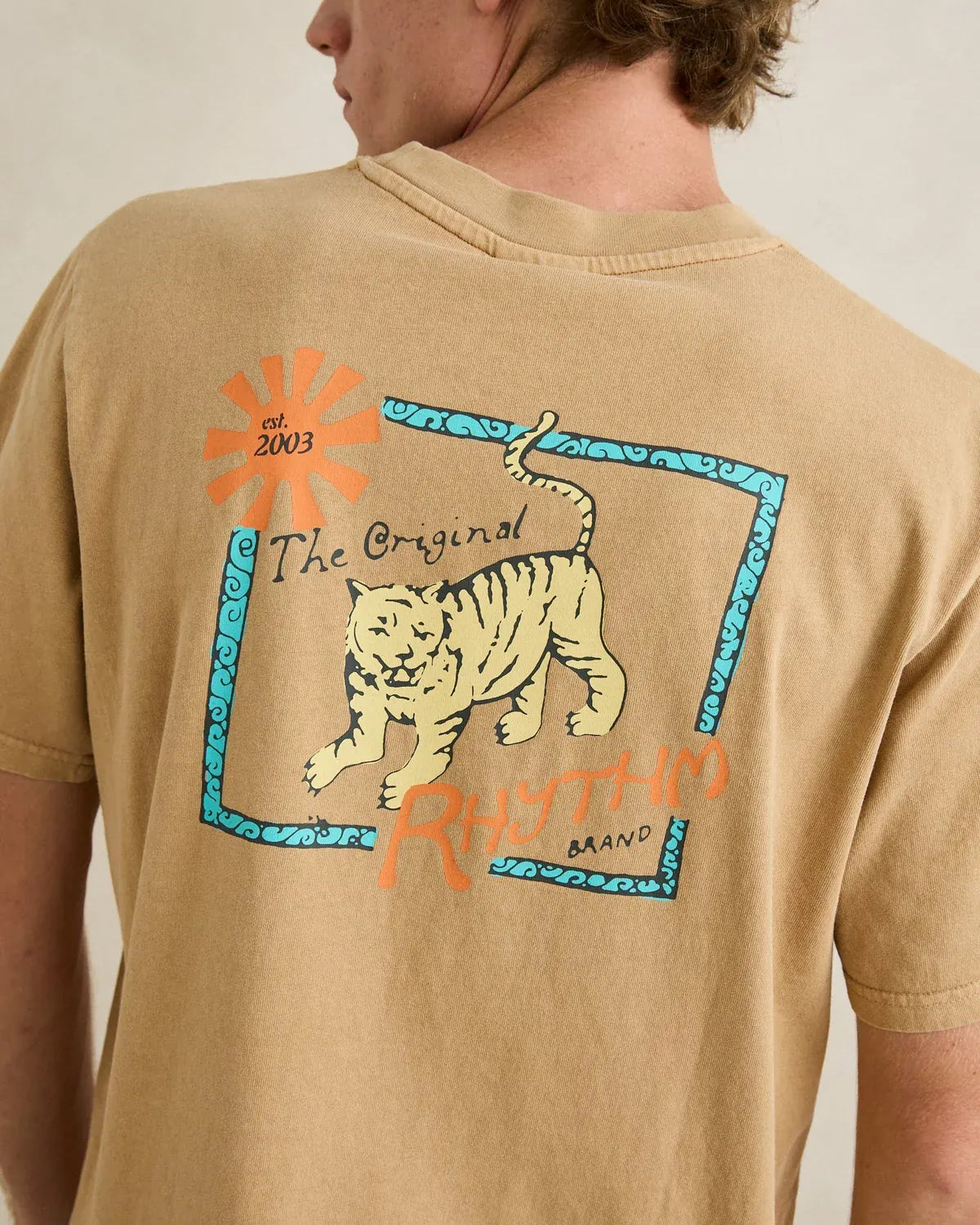Rhythm Mens Rhythm Mens Tiger Vintage SS T-shirt - Sand Rhythm Mens Tiger Vintage SS T-shirt - Sand Splash Swimwear Mens Tee