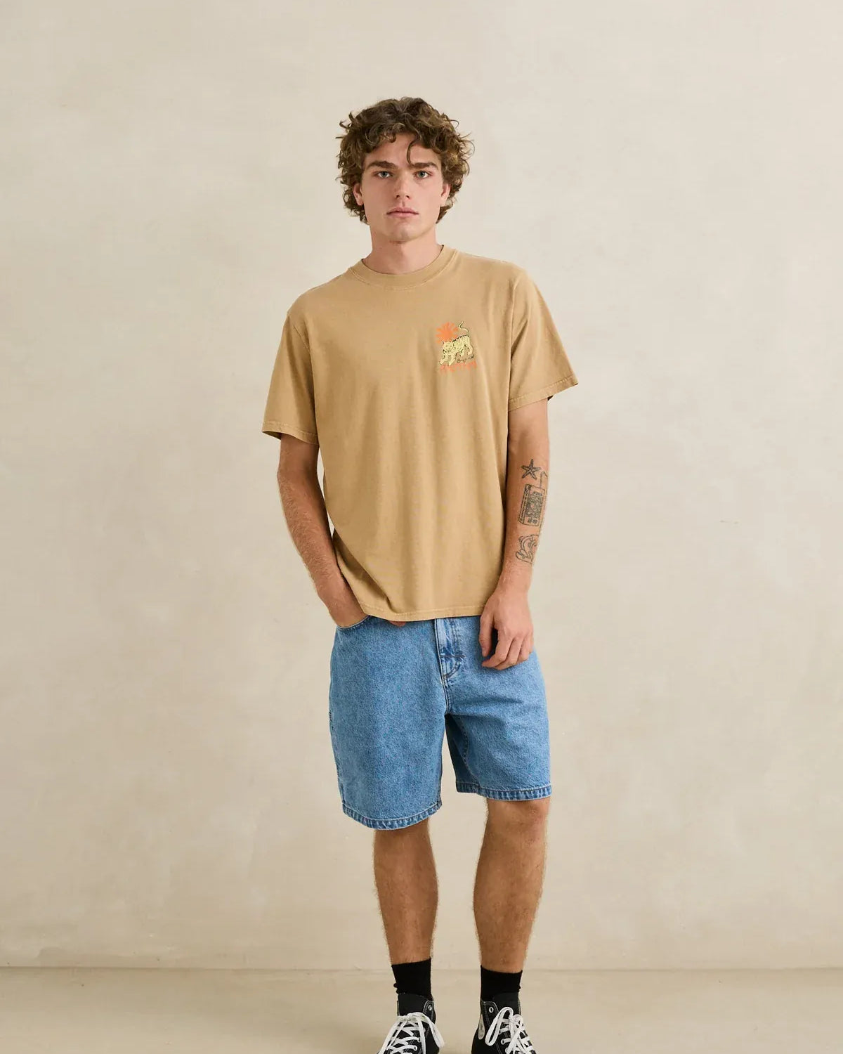 Rhythm Mens Rhythm Mens Tiger Vintage SS T-shirt - Sand Rhythm Mens Tiger Vintage SS T-shirt - Sand Splash Swimwear Mens Tee