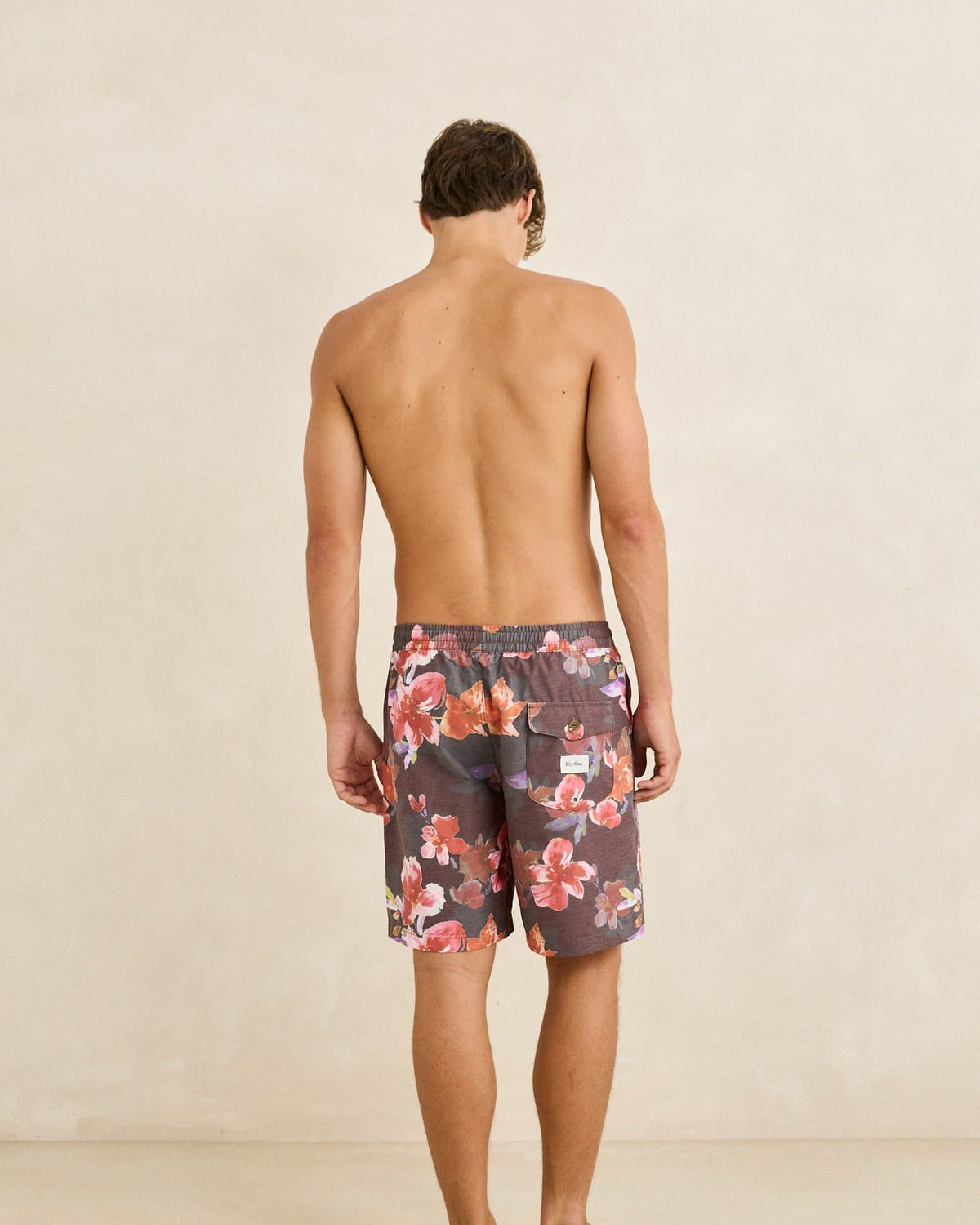 Rhythm Mens Rhythm Mens Tropical Floral Beach Short - Chocolate Rhythm Mens Tropical Floral Beach Short Chocolate Splash Swimwear Mens Shorts