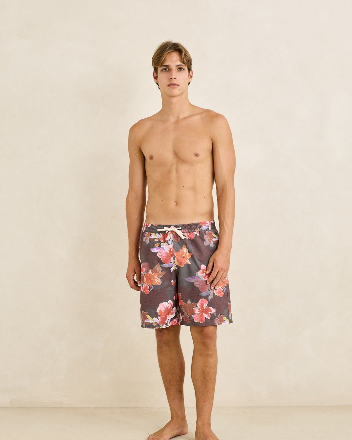 Rhythm Mens Rhythm Mens Tropical Floral Beach Short - Chocolate Rhythm Mens Tropical Floral Beach Short Chocolate Splash Swimwear Mens Shorts