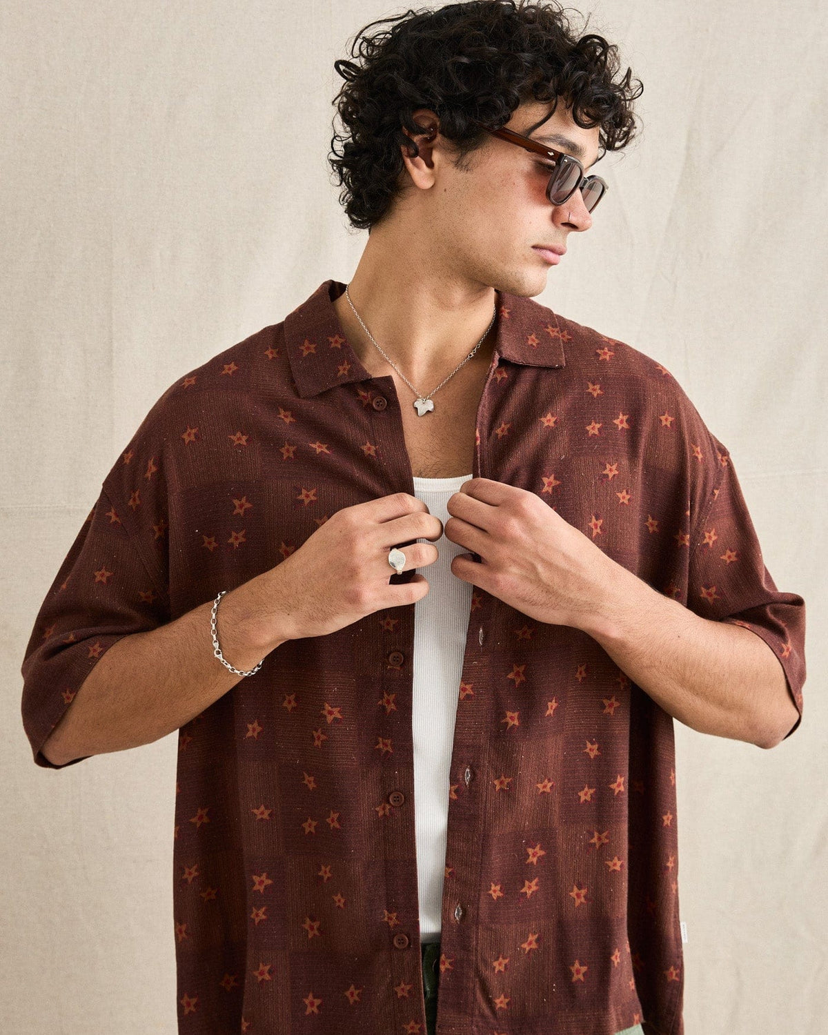 Rhythm Mens Rhythm Mens Ula Relaxed SS Shirt - Sienna Rhythm Mens Ula Relaxed SS Shirt Sienna Splash Swimwear Mens Shirt