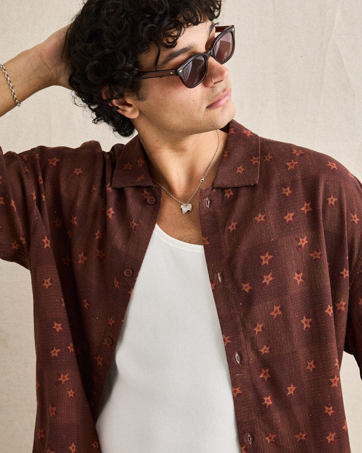 Rhythm Mens Rhythm Mens Ula Relaxed SS Shirt - Sienna Rhythm Mens Ula Relaxed SS Shirt Sienna Splash Swimwear Mens Shirt