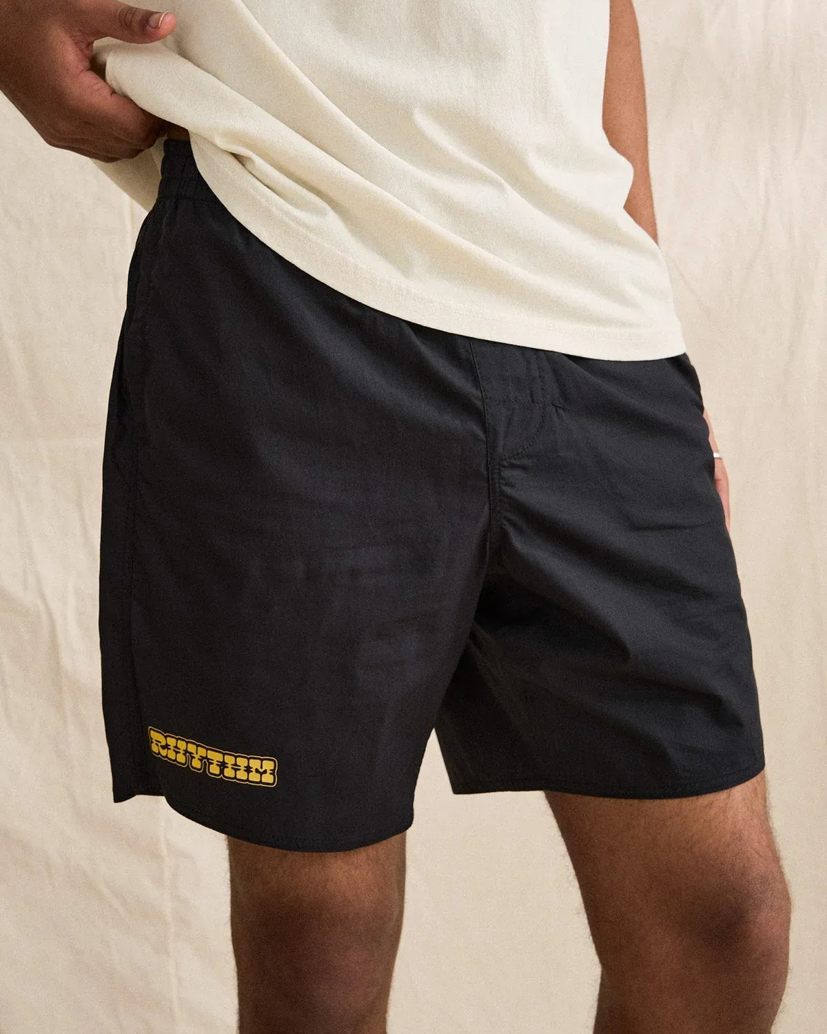 Rhythm Mens Rhythm Mens Wood Light Weight Jam - Black Rhythm Mens Wood Light Weight Jam - Black Splash Swimwear Mens Shorts