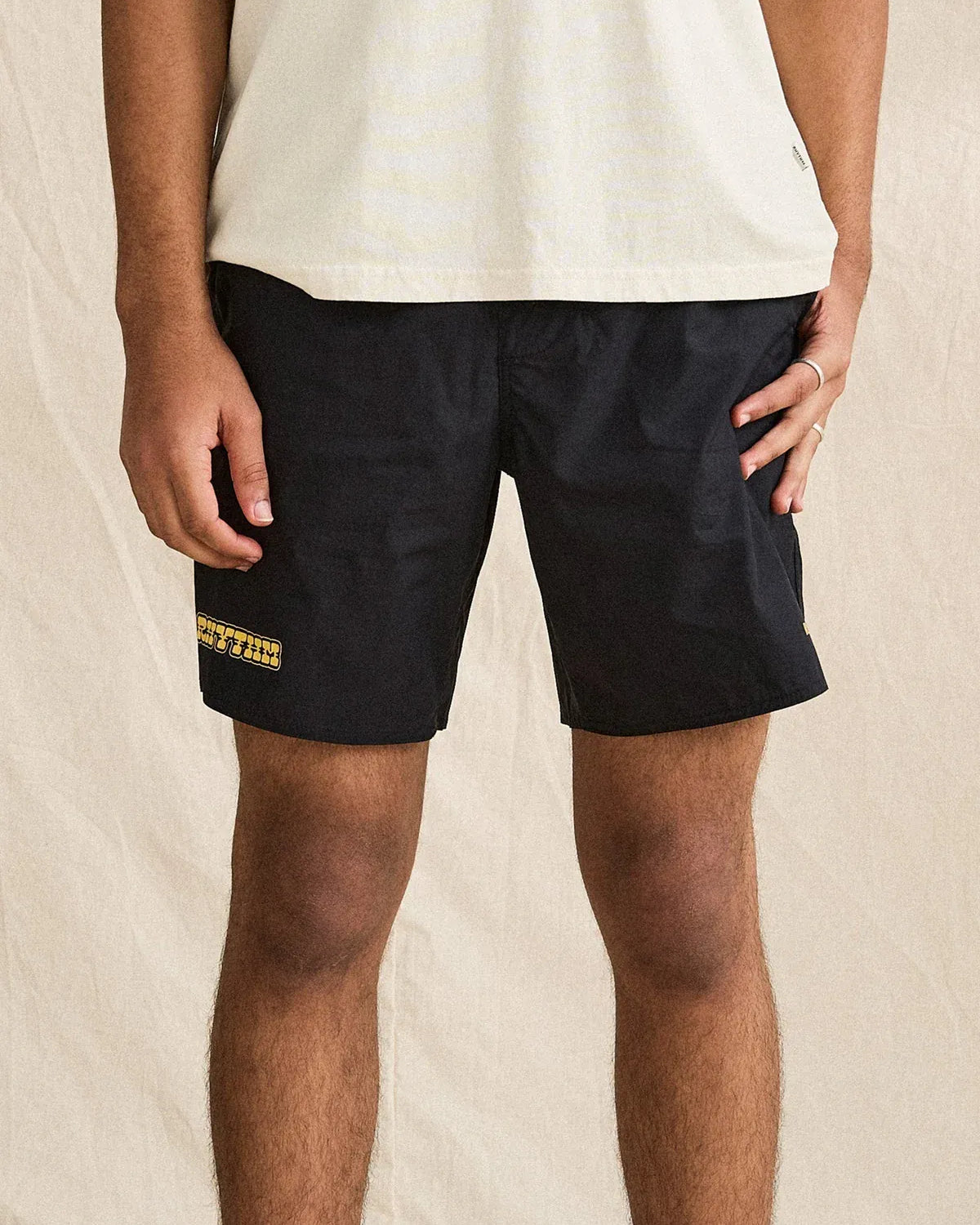 Rhythm Mens Rhythm Mens Wood Light Weight Jam - Black Rhythm Mens Wood Light Weight Jam - Black Splash Swimwear Mens Shorts