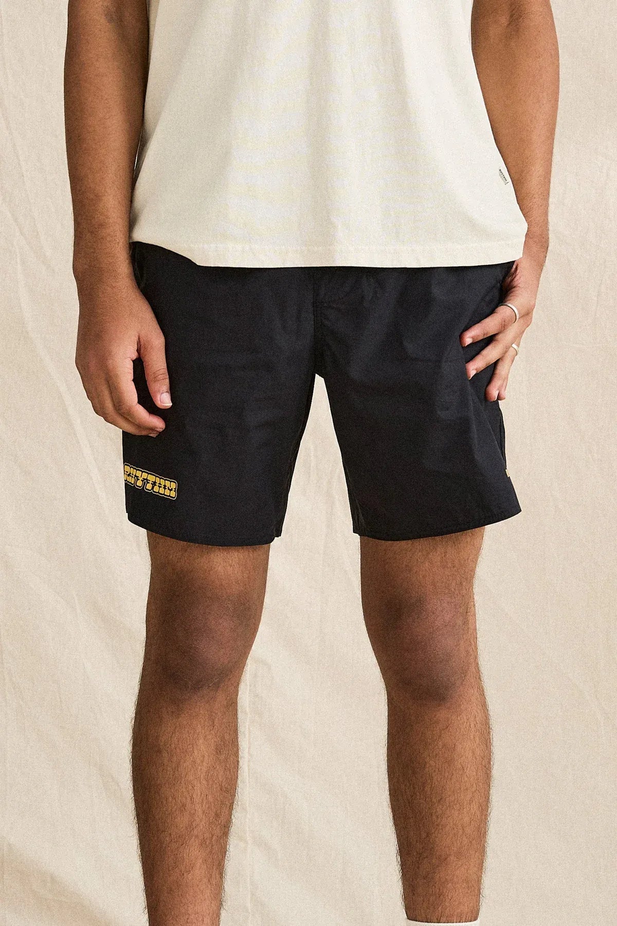 Rhythm Mens Rhythm Mens Wood Light Weight Jam - Black Rhythm Mens Wood Light Weight Jam - Black Splash Swimwear Mens Shorts
