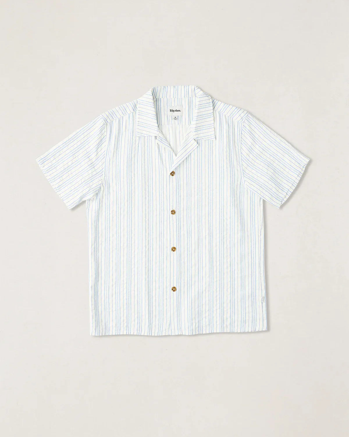 Rhythm Mens Rhythm Novelty Stripe SS Shirt - White Rhythm Novelty Stripe SS Shirt - White Splash Swimwear Mens Shirt