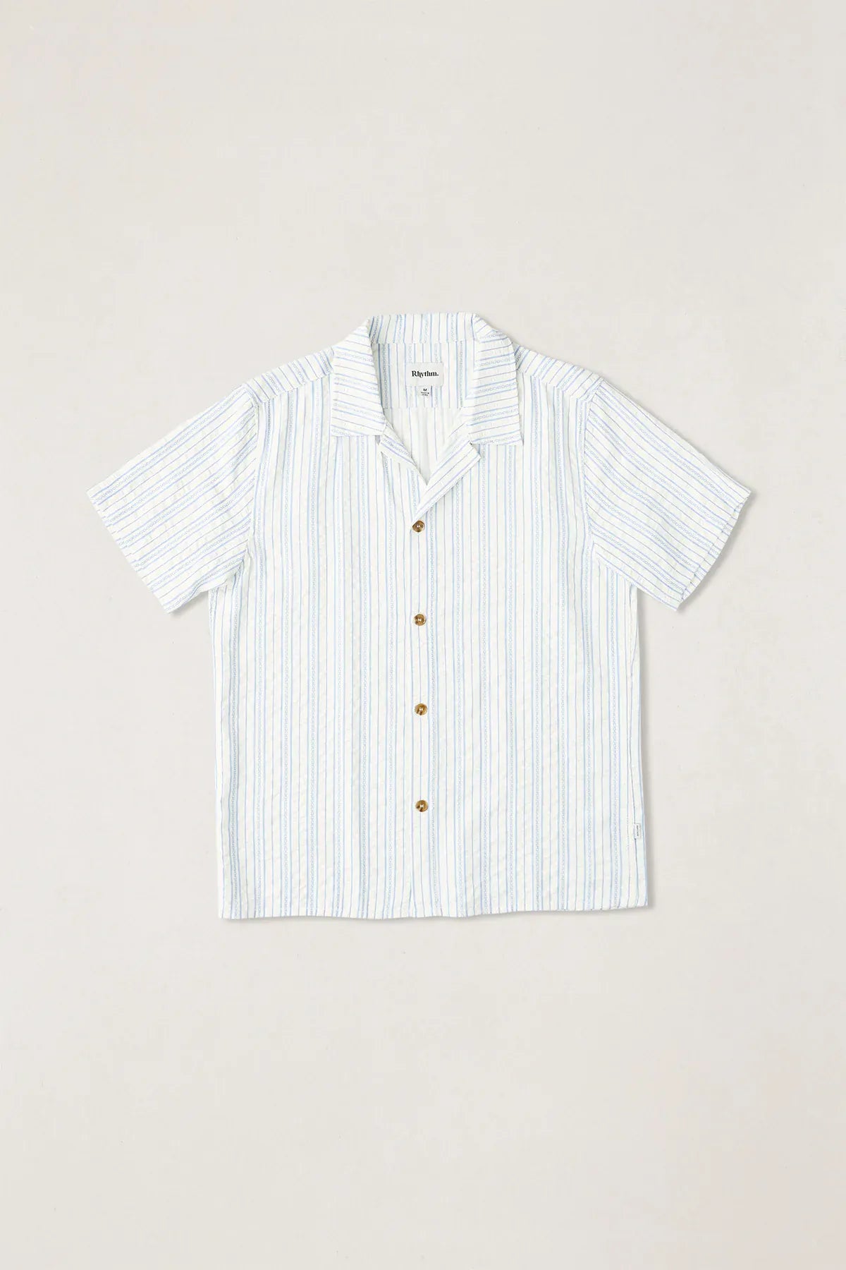 Rhythm Mens Rhythm Novelty Stripe SS Shirt - White Rhythm Novelty Stripe SS Shirt - White Splash Swimwear Mens Shirt
