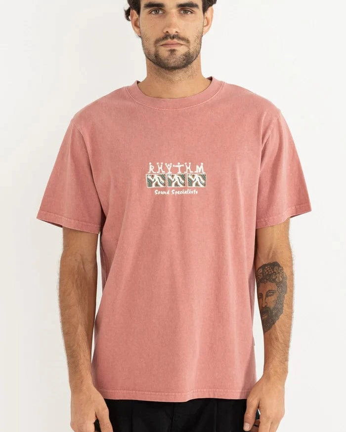 Rhythm Mens Rhythm Sound Specialist Vintage SS T-Shirt - Dusty Rose Rhythm Sound Specialist Vintage SS T-Shirt - Dusty Rose Splash Swimwear Mens